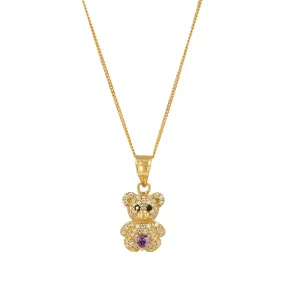 10k Yellow Gold Bear Pendant and Chain Set