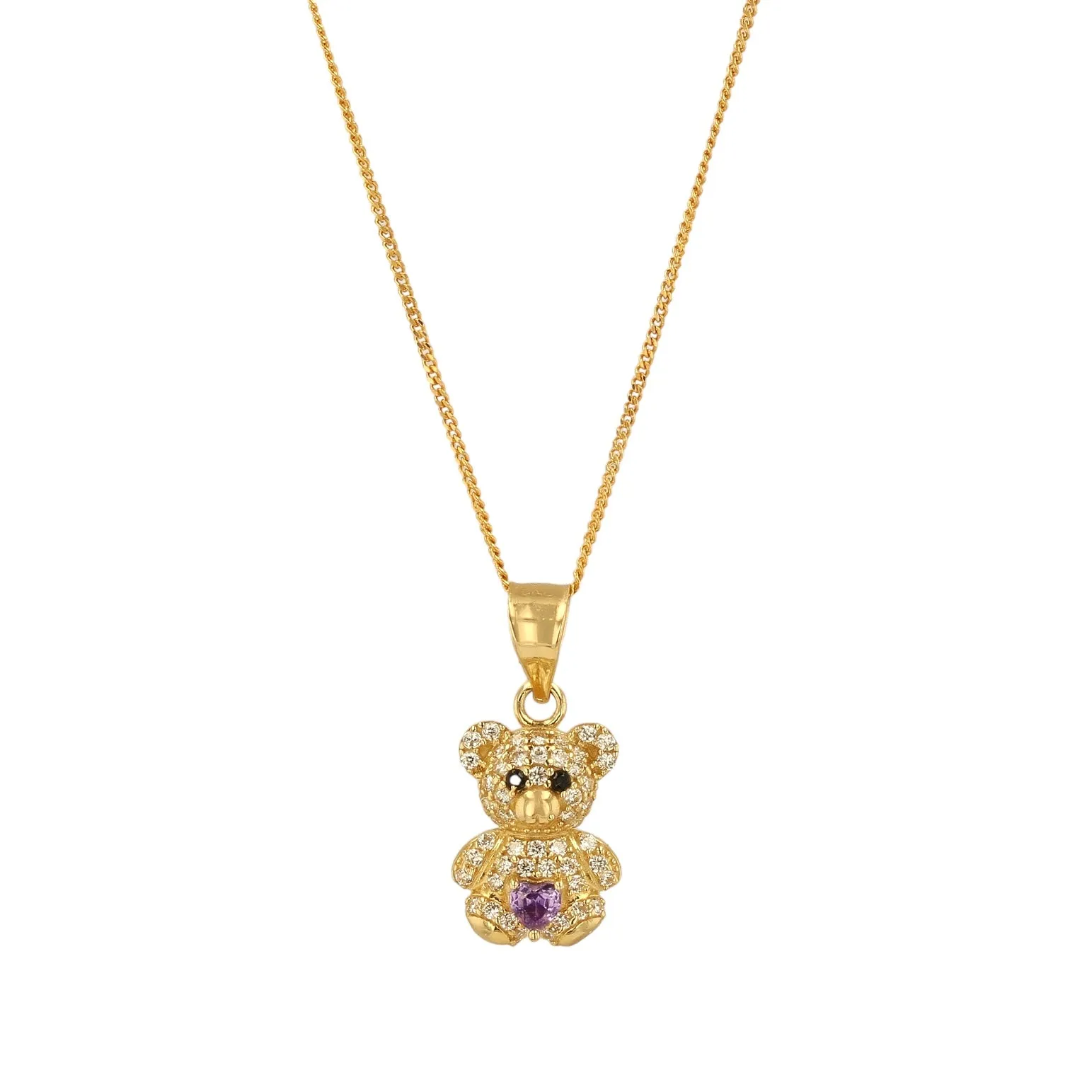 10k Yellow Gold Bear Pendant and Chain Set