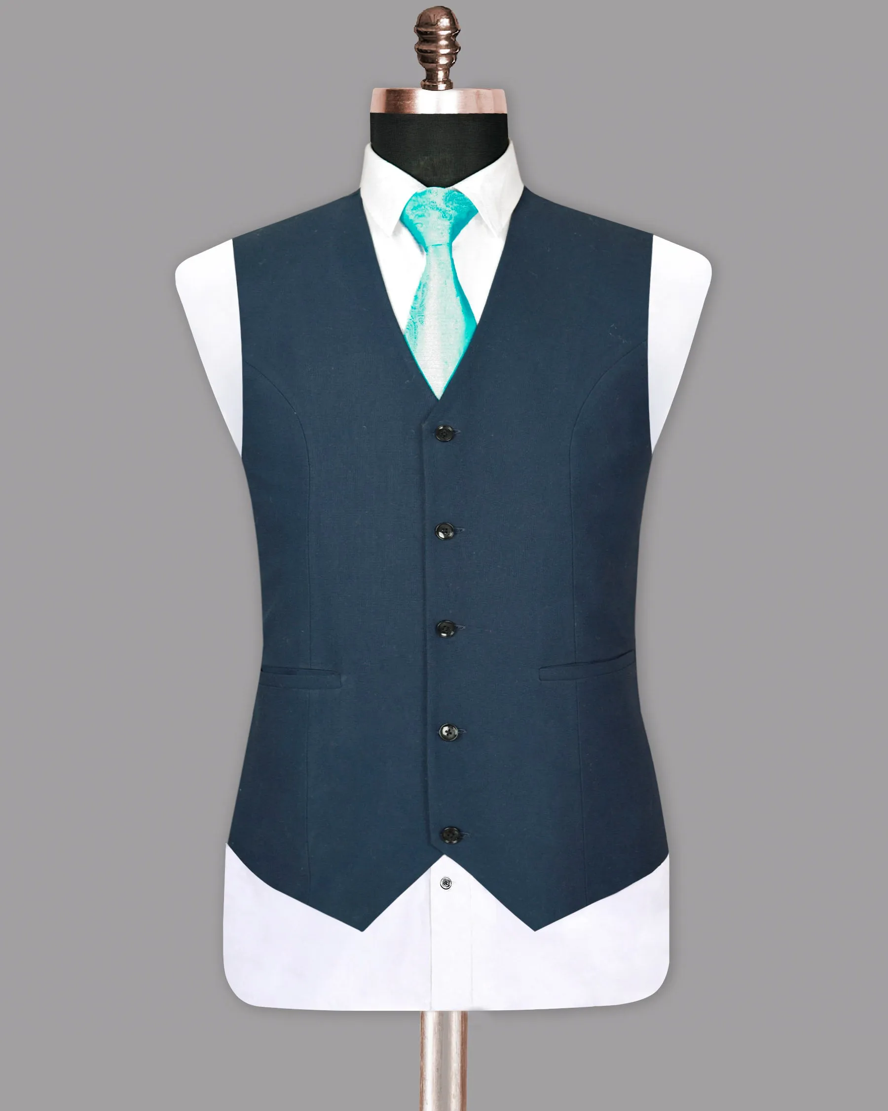 Aegean Blue Premium Cotton Waistcoat