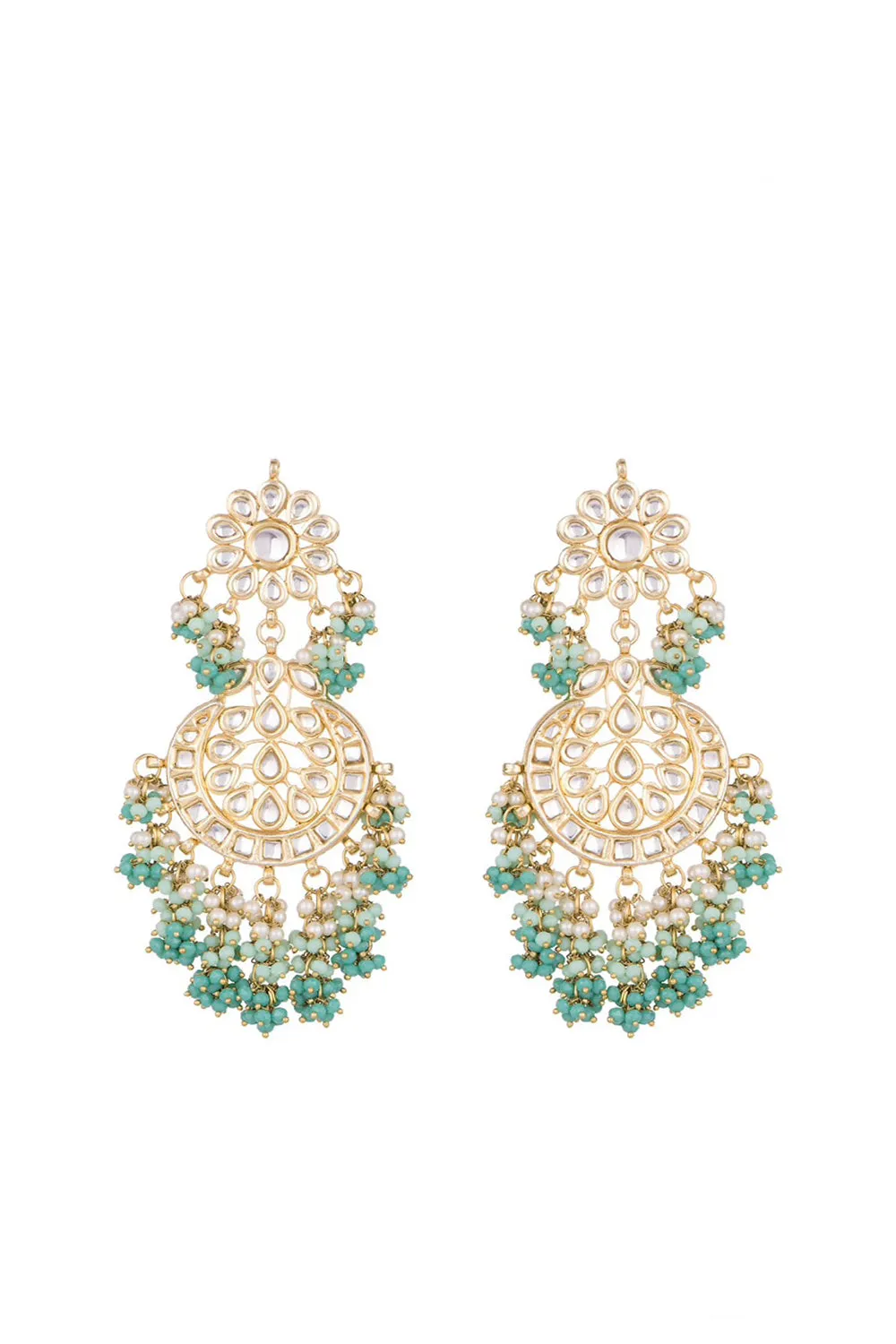 Alloy Kundan Waterfall Stone Earring in Gold and White