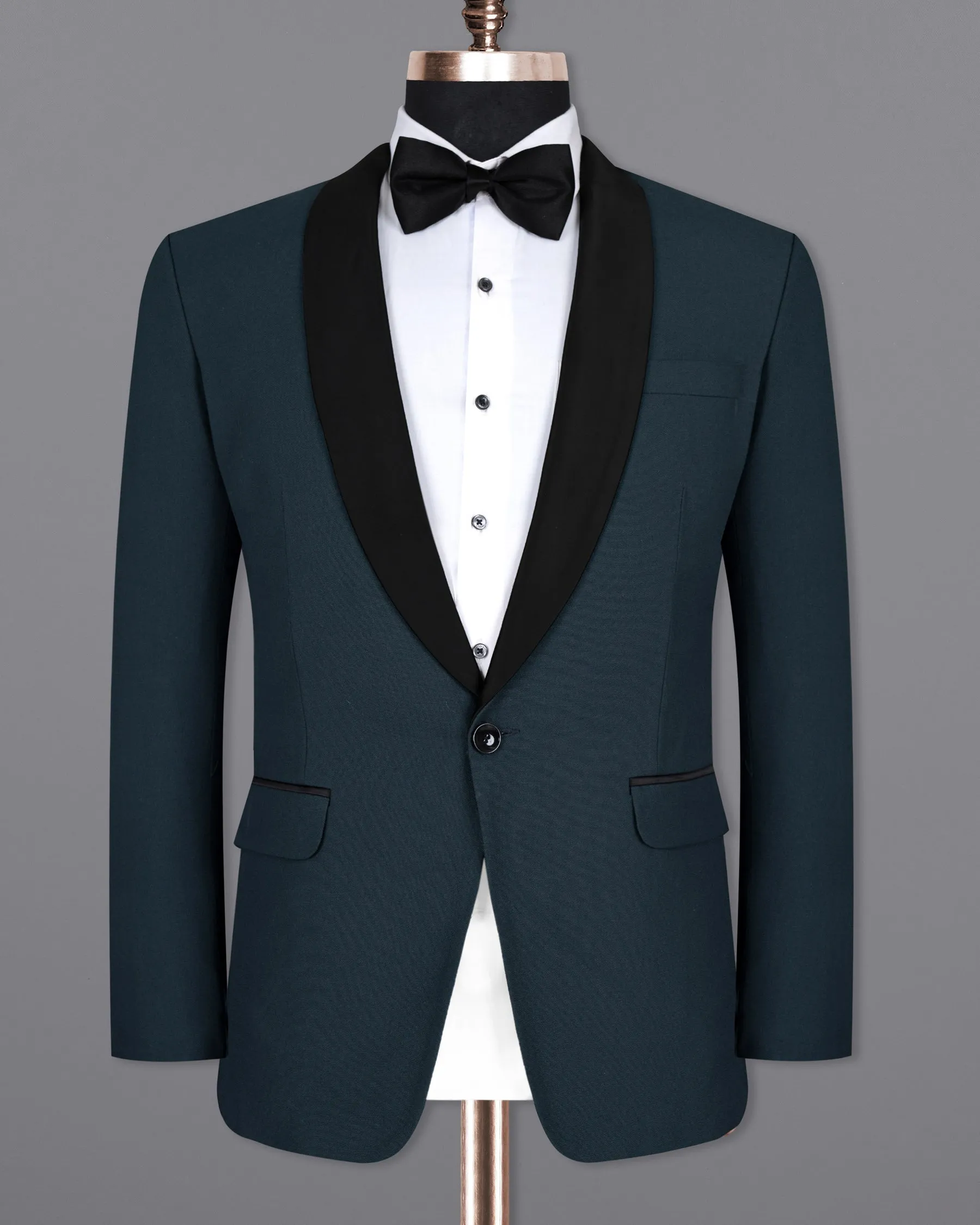 Biscay Blue Wool Rich Tuxedo Blazer