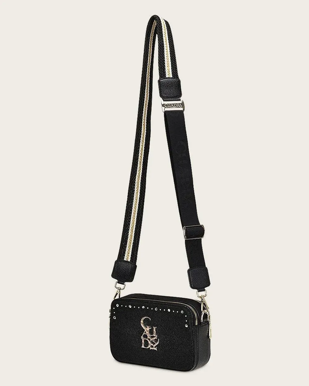 Black exotic crossbody handbag