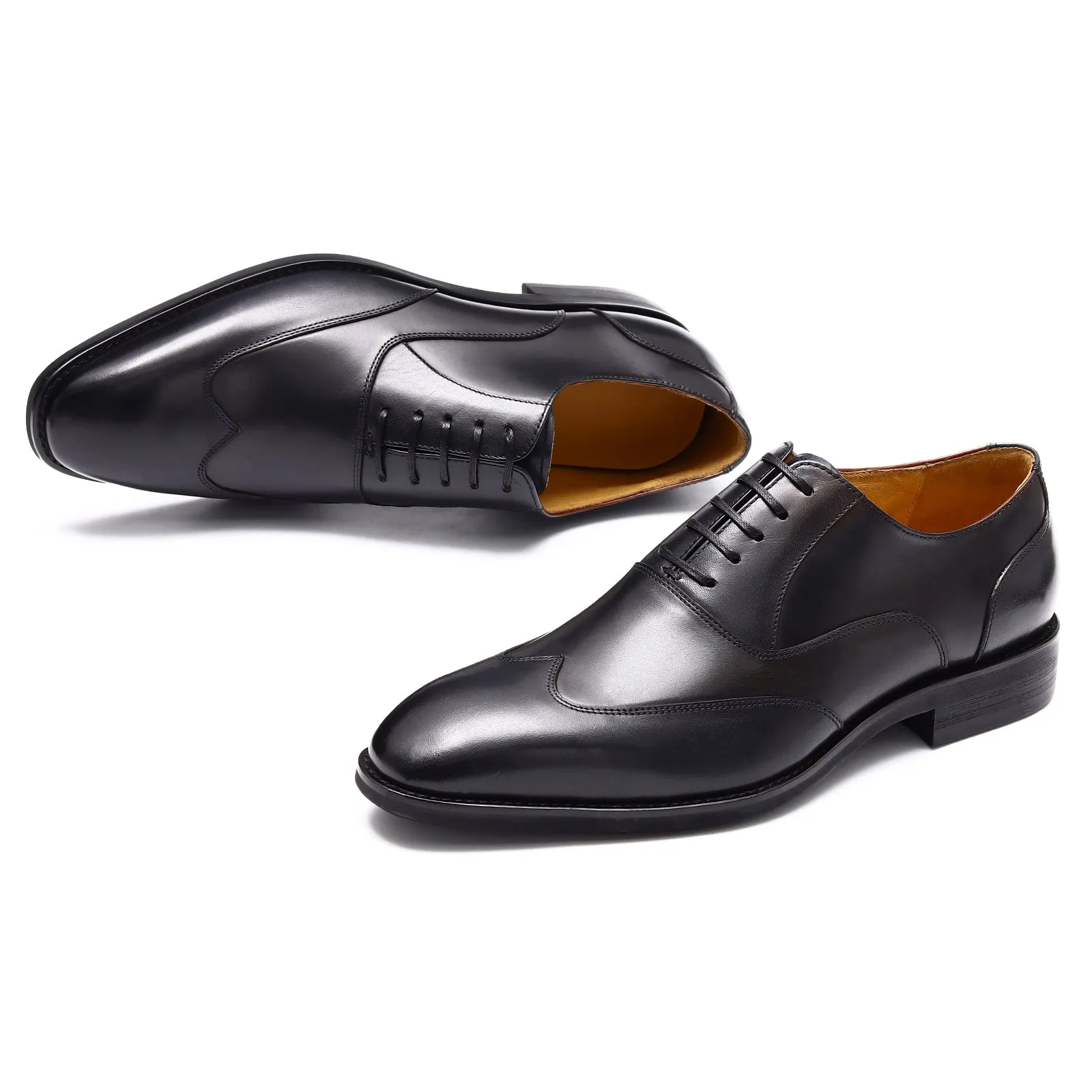 Black leather Oxford shoes for men