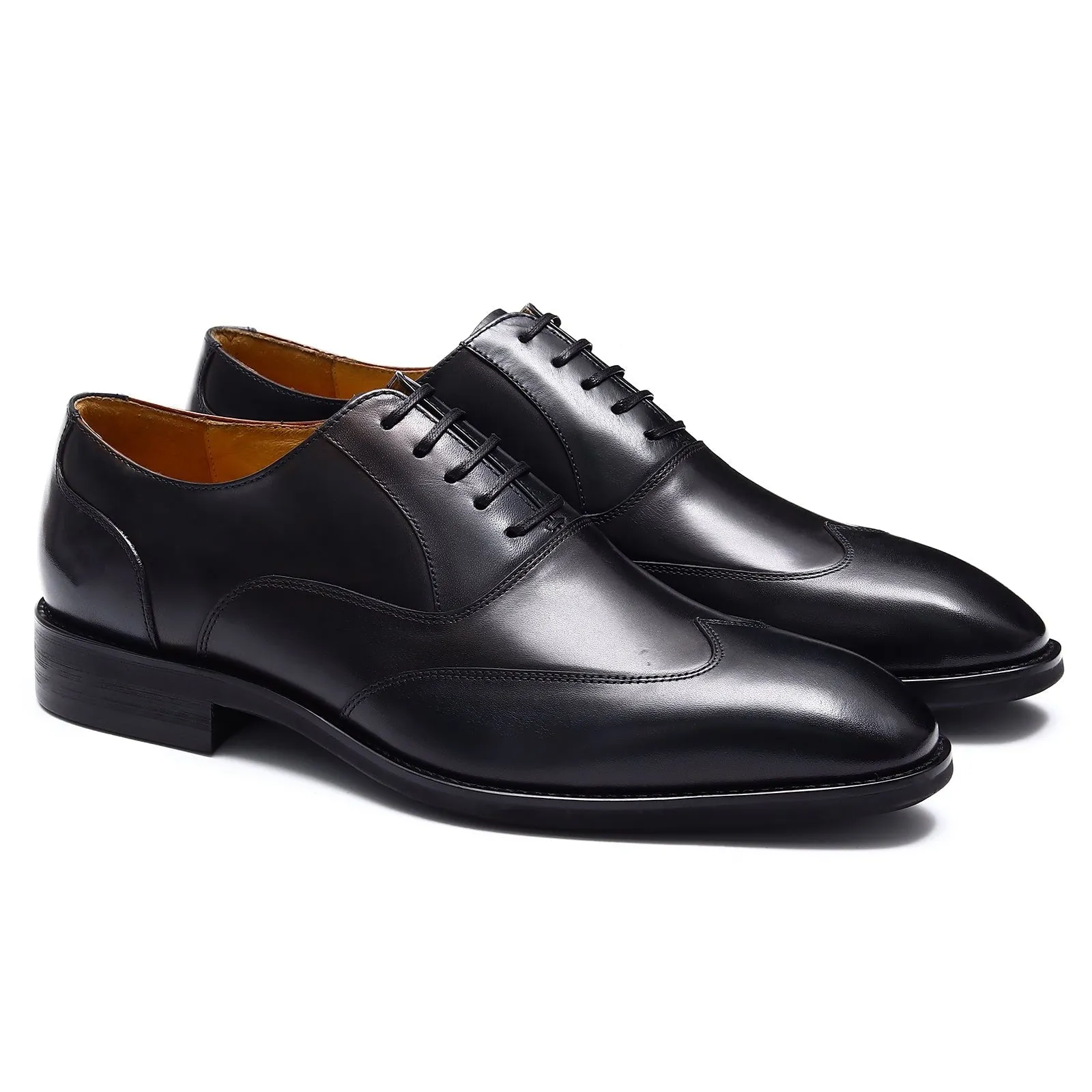 Black leather Oxford shoes for men