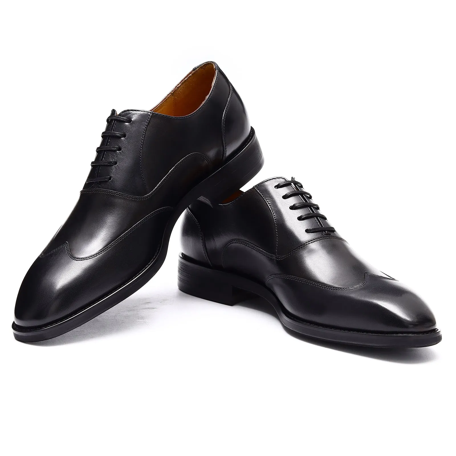 Black leather Oxford shoes for men