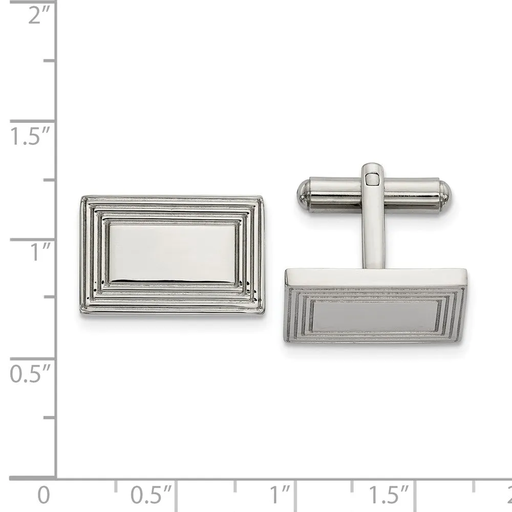 Chisel Stainless Steel Polished Rectangle Cufflinks