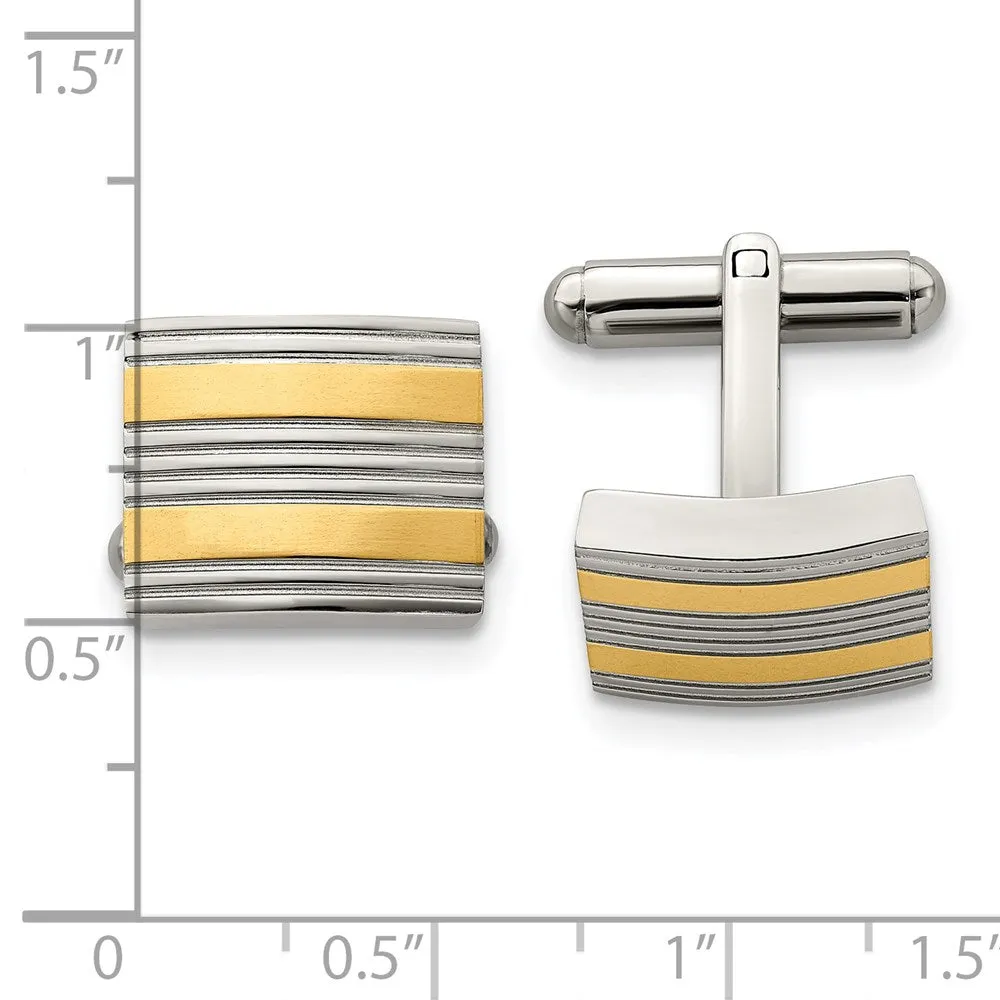 Chisel Stainless Steel Polished Yellow IP-Plated Cufflinks