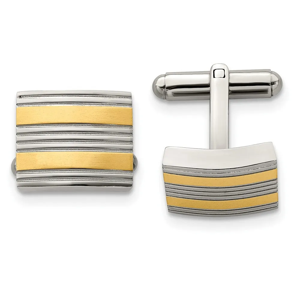 Chisel Stainless Steel Polished Yellow IP-Plated Cufflinks