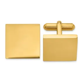 Chisel Stainless Steel Polished Yellow IP-Plated Square Cuff Links