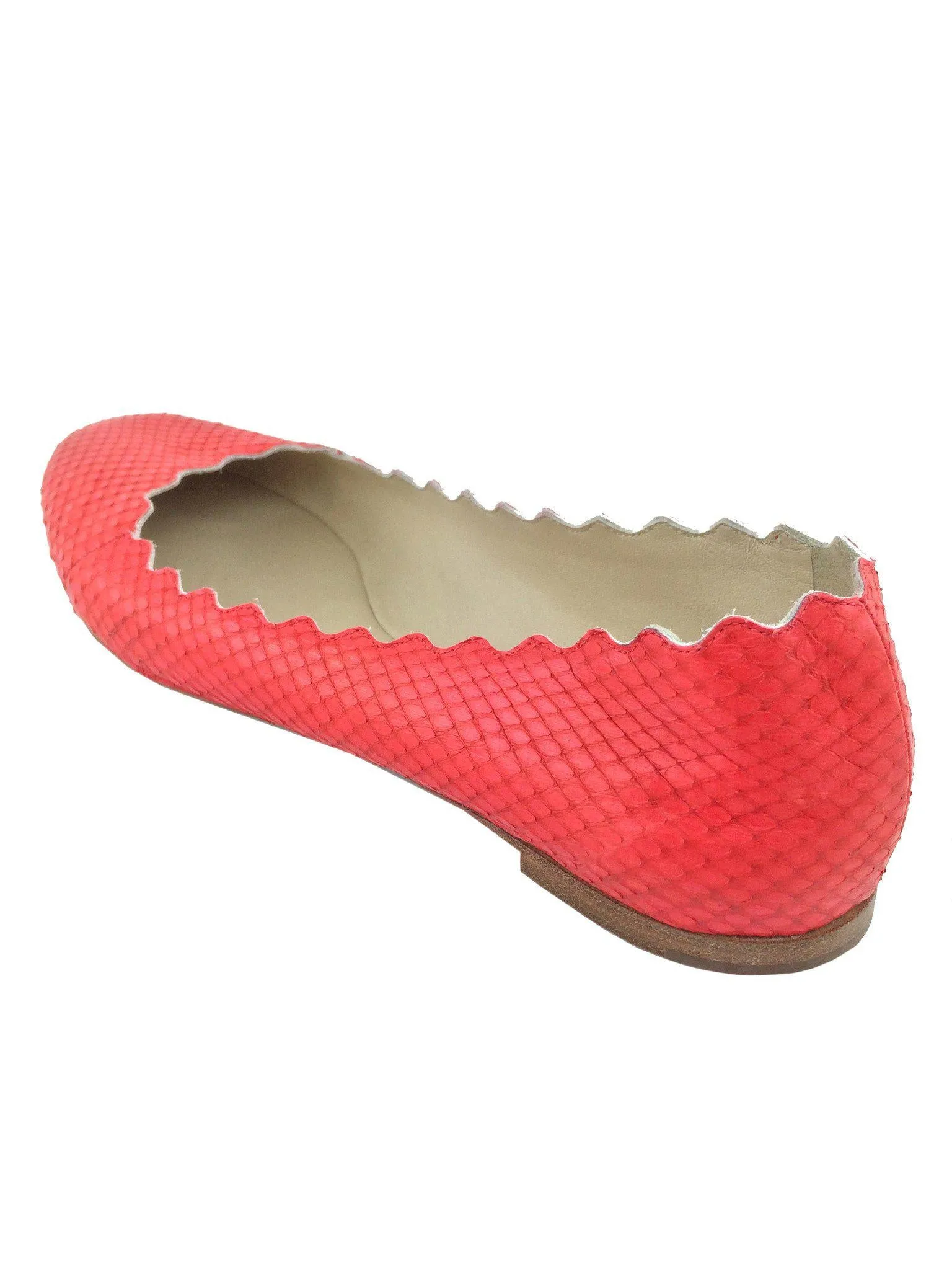 Chloe Lauren Scalloped Snakeskin Flats Size 9.5