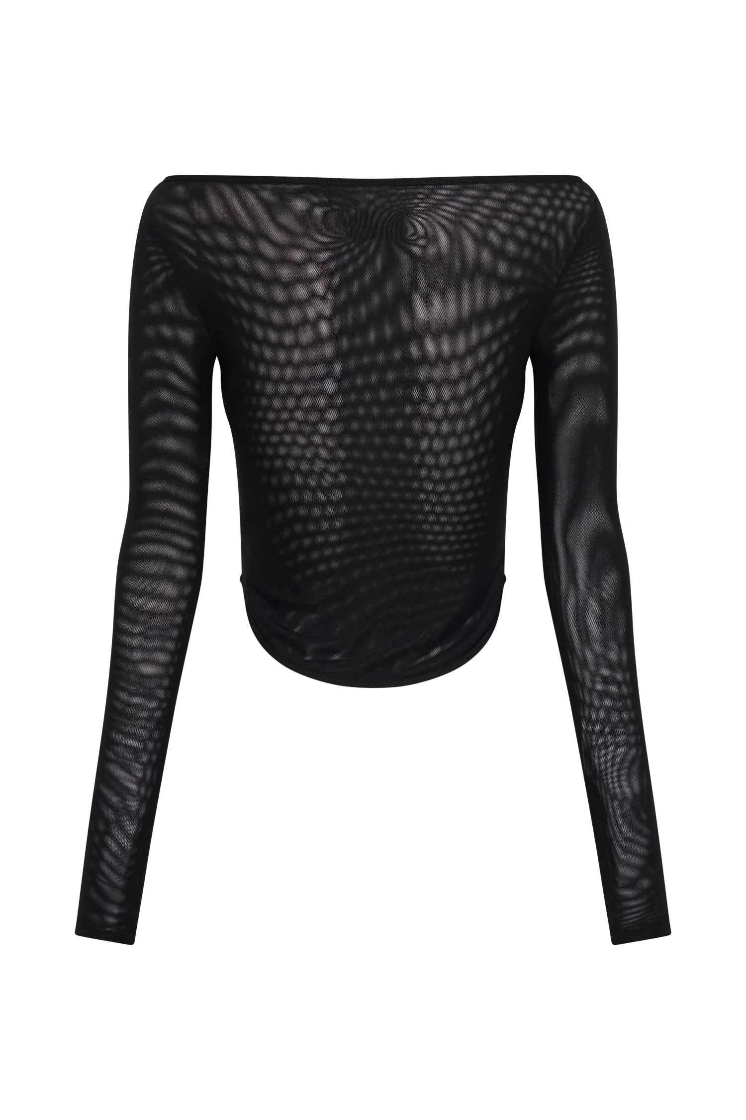 Colette Boat Neck Mesh Top - Black