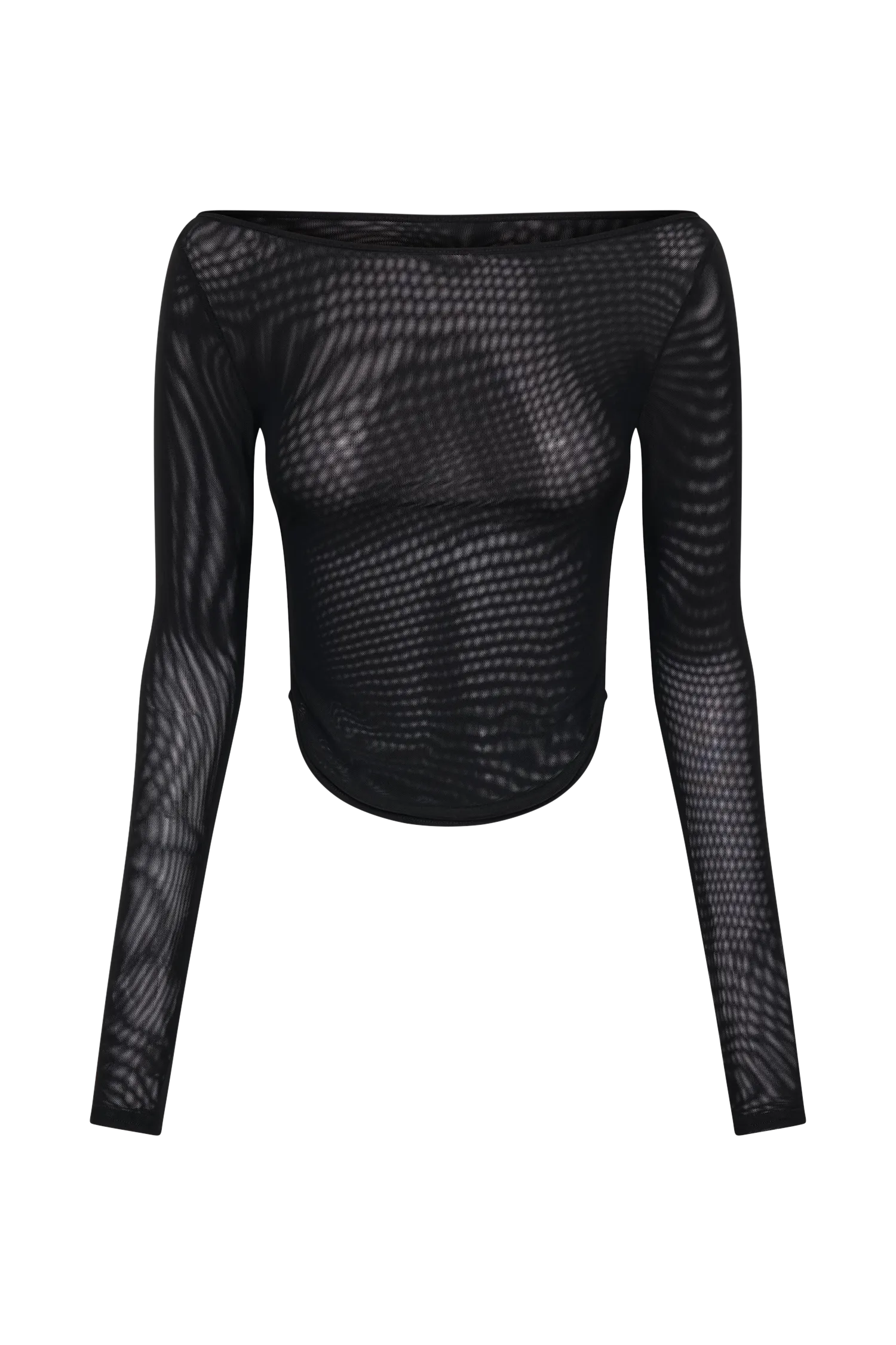 Colette Boat Neck Mesh Top - Black