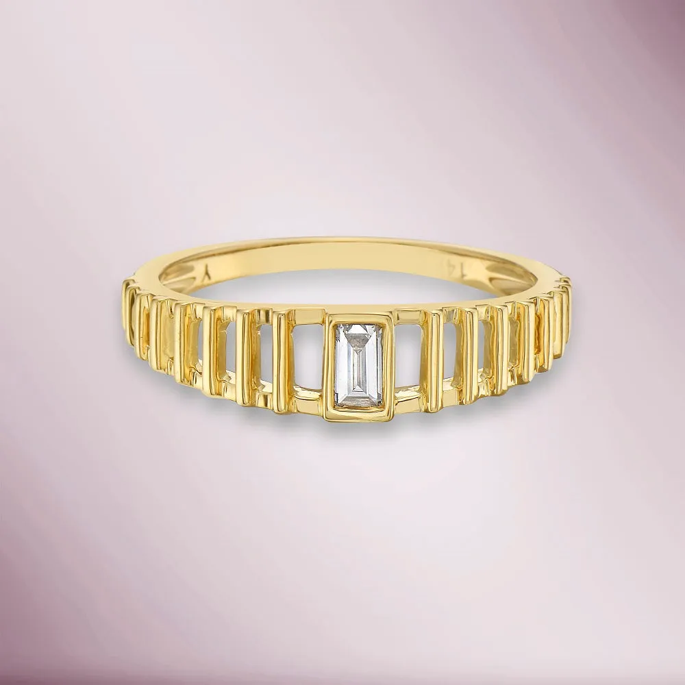 Diamond Baguette Solitaire Ring (0.10 ct.) Bezel Set in 14K Gold