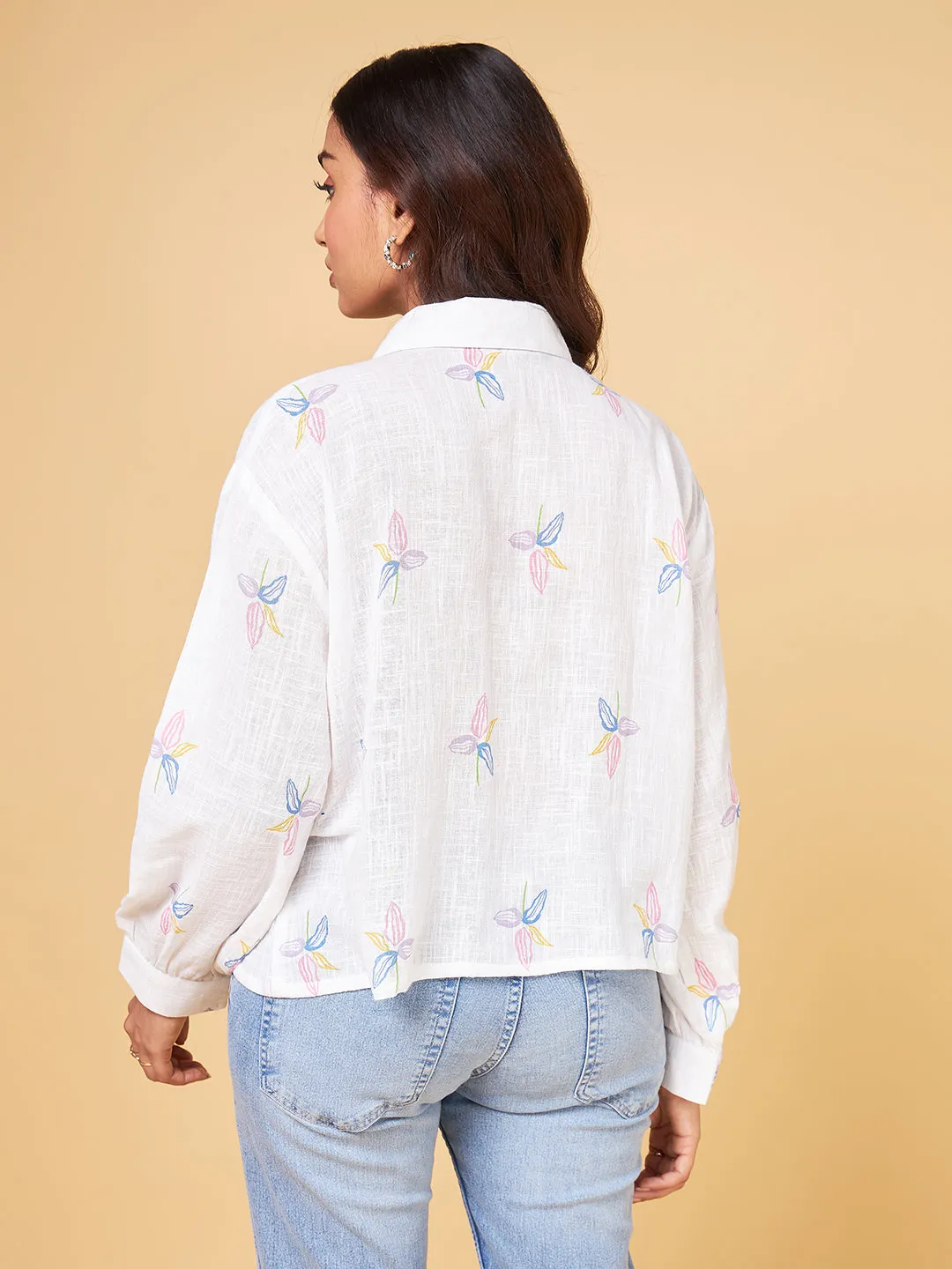 Echoes of Bliss White Printed Shirt