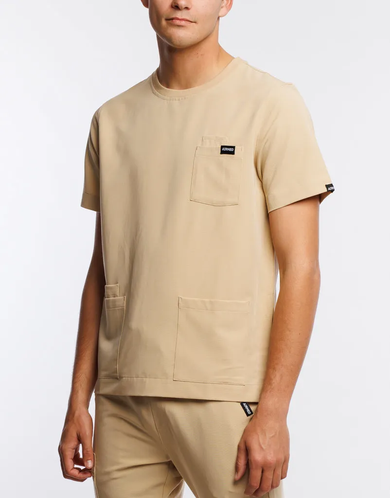 Essential Crewneck Scrub Top - Warm Sand