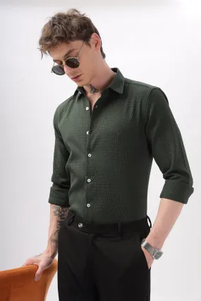 Faux Alligator Print Green Textured Shirt