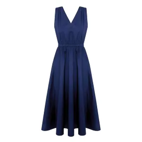 Fit and Flare V-Neck Dress - Navy