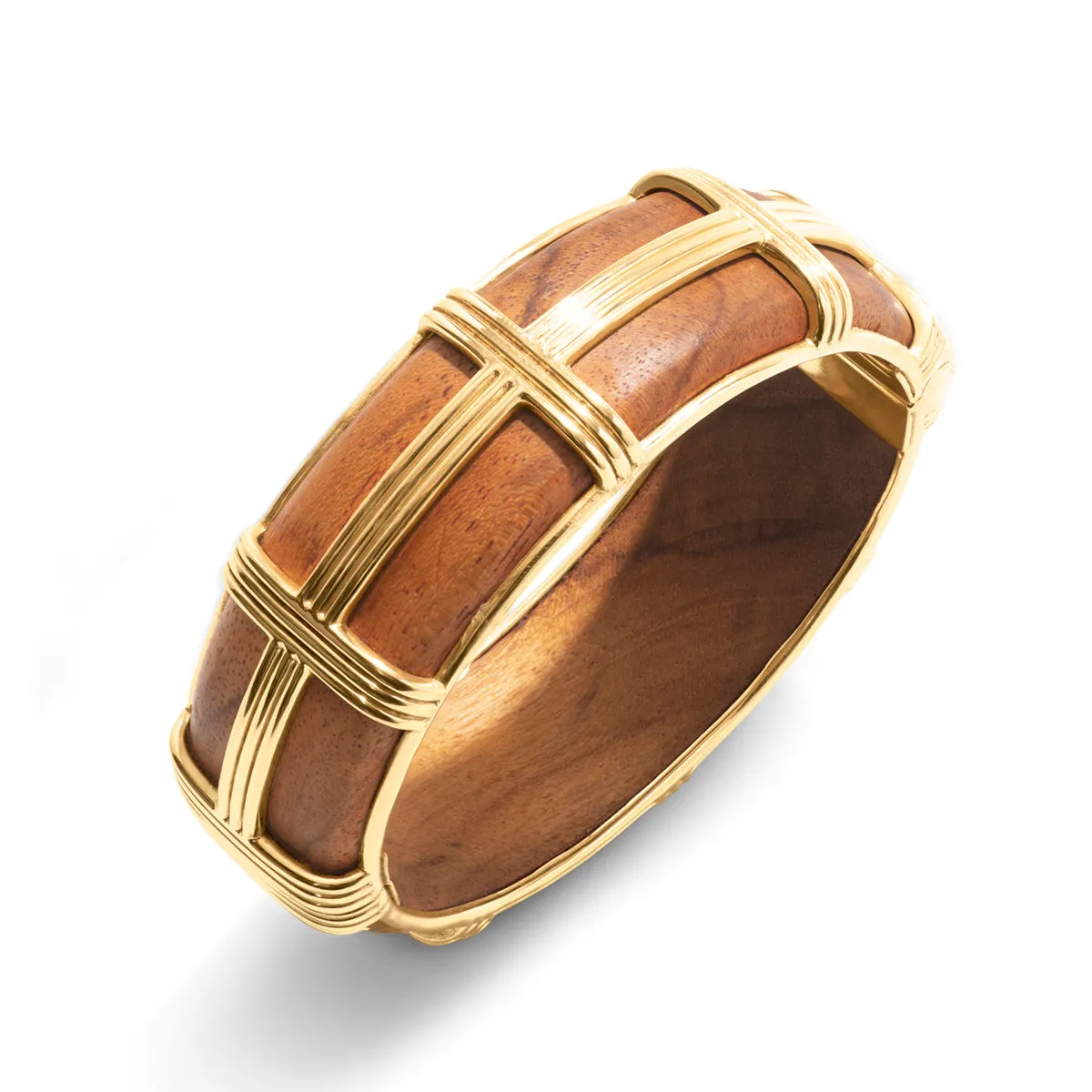 Gaia Hinged Bangle - Teak - M/L