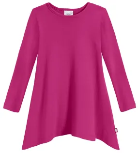 Girls Soft Cotton Jersey Long Sleeve Shark Bite Tunic | Hot Pink