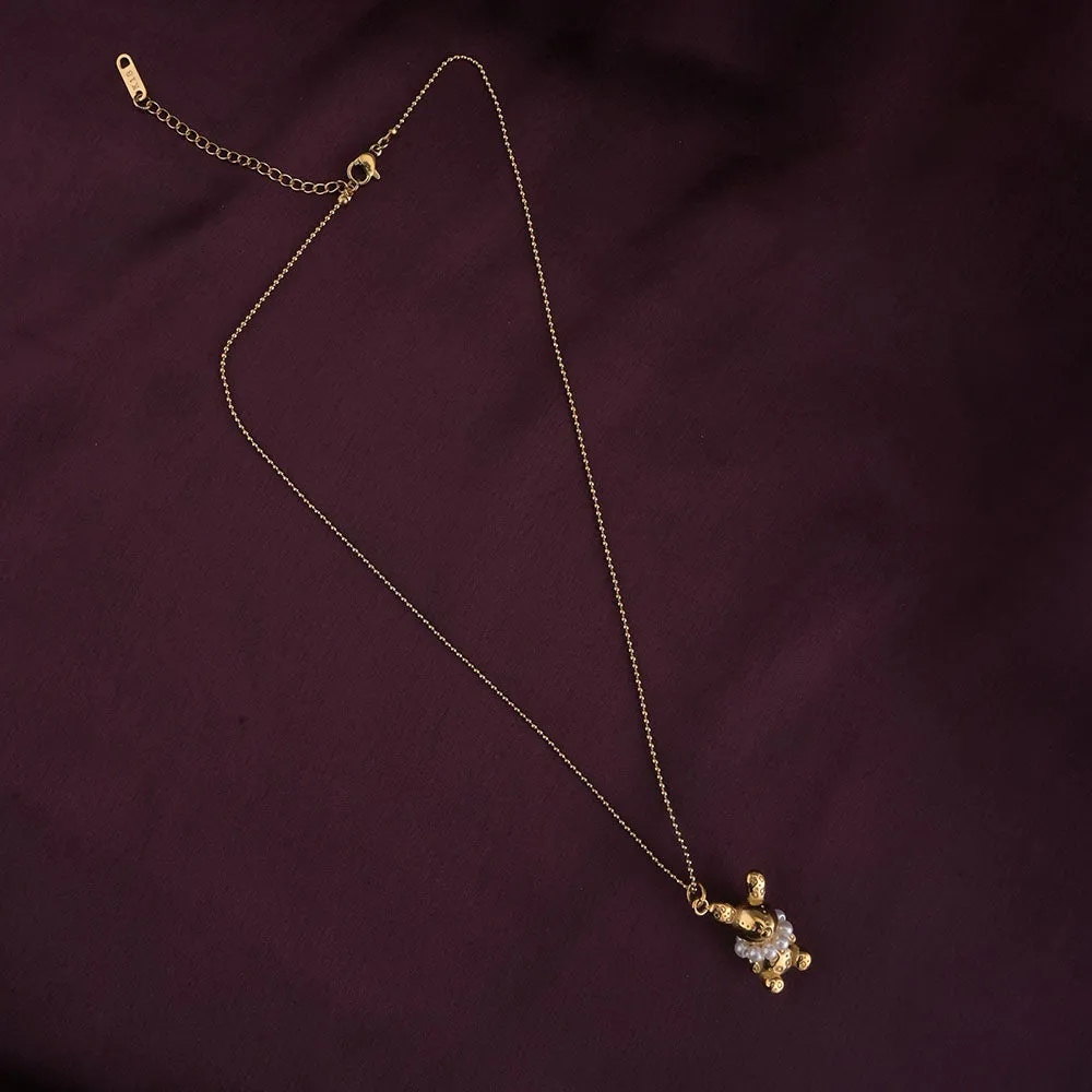 Gold Bunny Necklace With Pearls