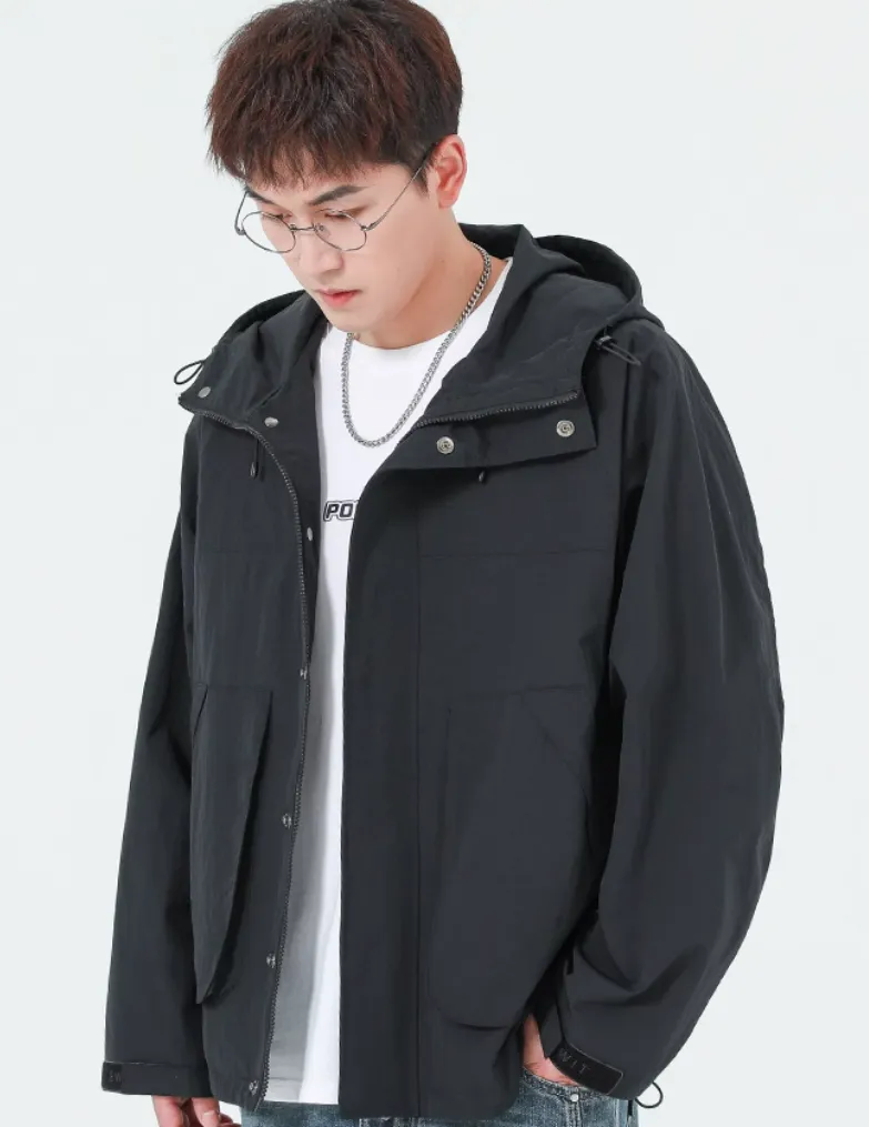 Hooded Utility Jacket with Drawstring Detail