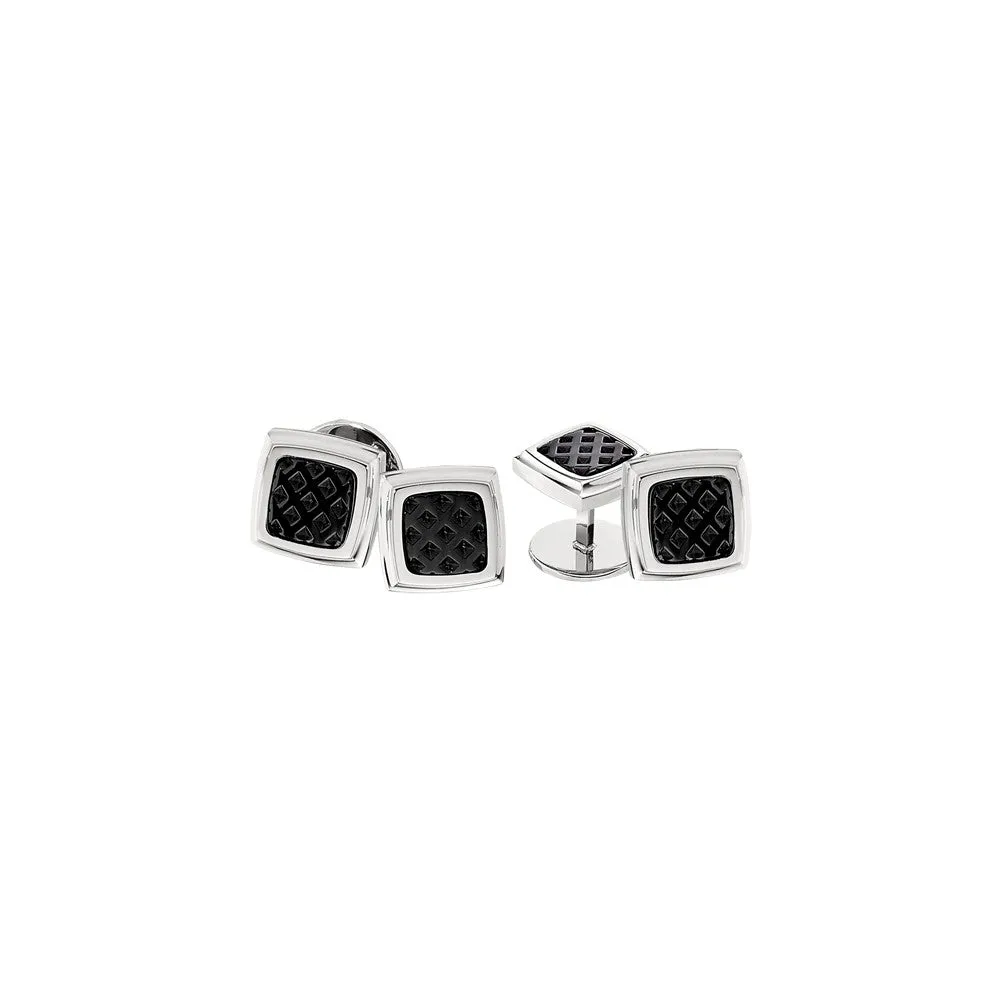 IBGoodman Stainless Steel Textured Black IP-Plated Center Four Piece Tuxedo Studs Set