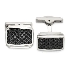 IBGoodman Stainless Steel Textured Black IP-Plated Cuff Links