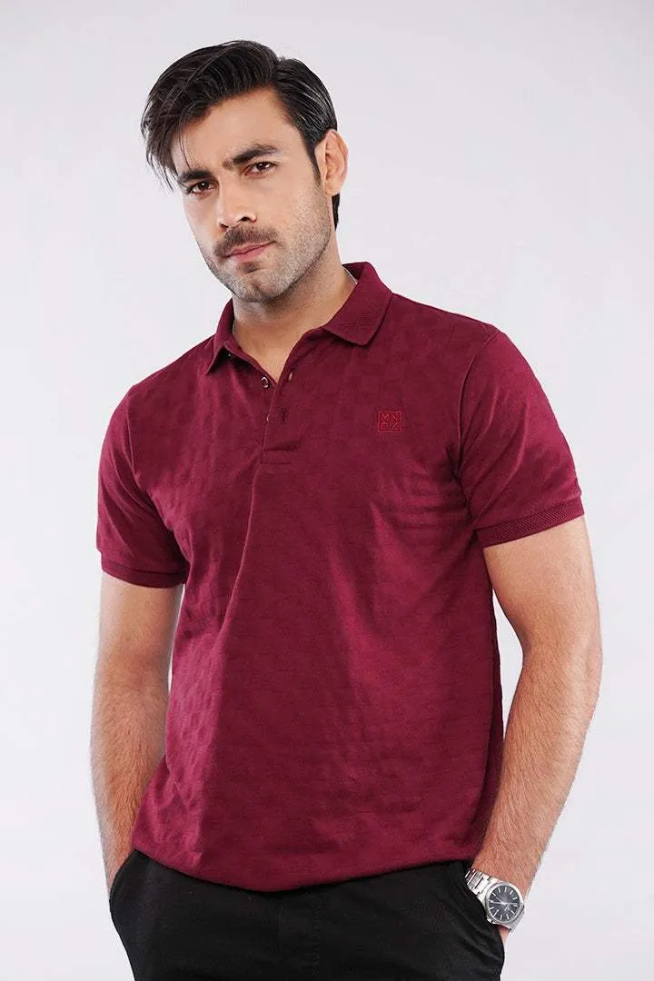 Jacquard Polo Shirt - Maroon