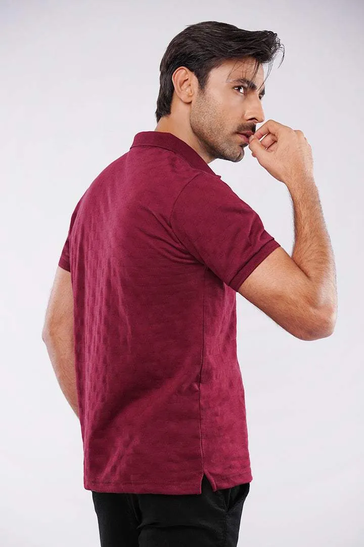 Jacquard Polo Shirt - Maroon