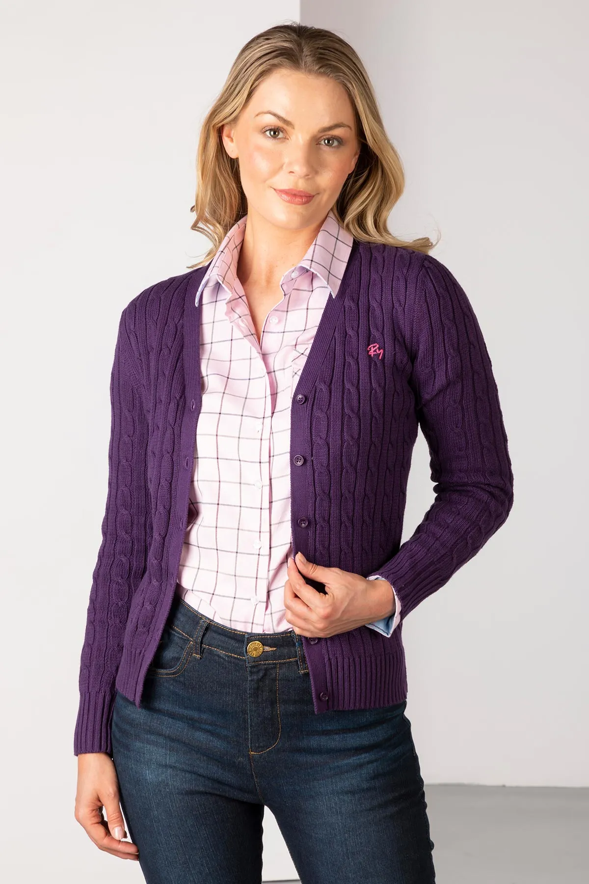 Ladies Cable Knit Cardigan