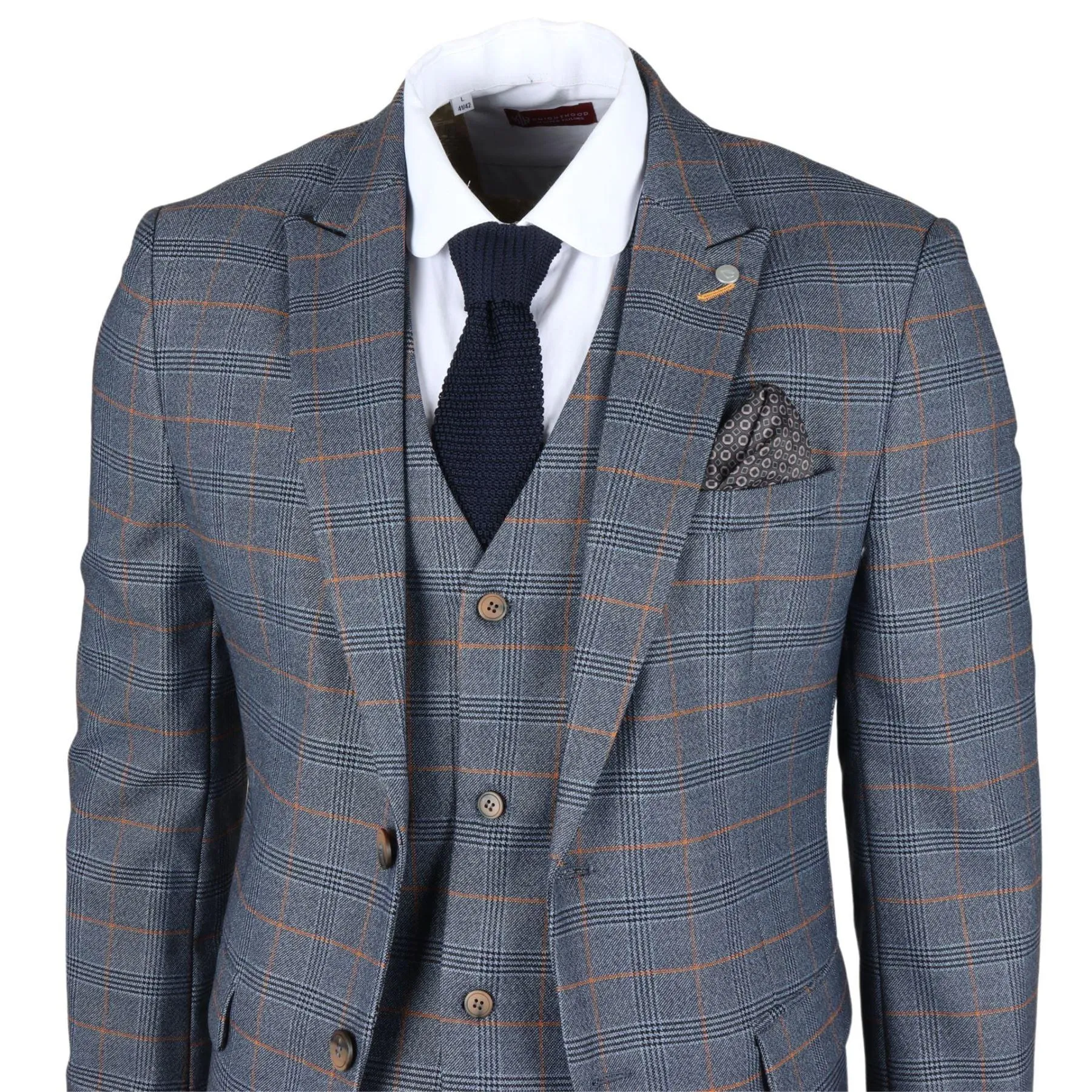 Men's Blazer Navy Checked Classic Sport Coat Plaid Tailored Fit