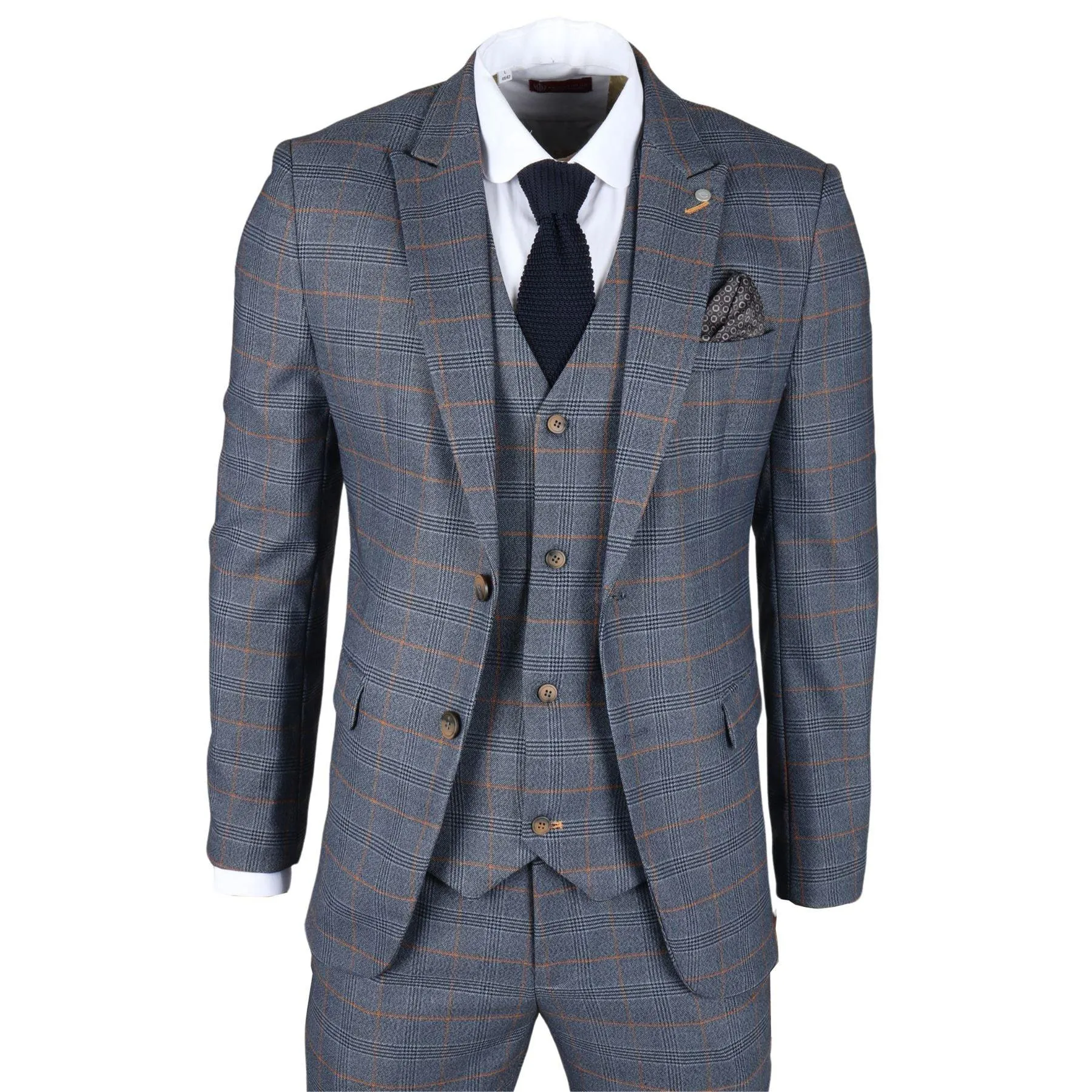 Men's Blazer Navy Checked Classic Sport Coat Plaid Tailored Fit