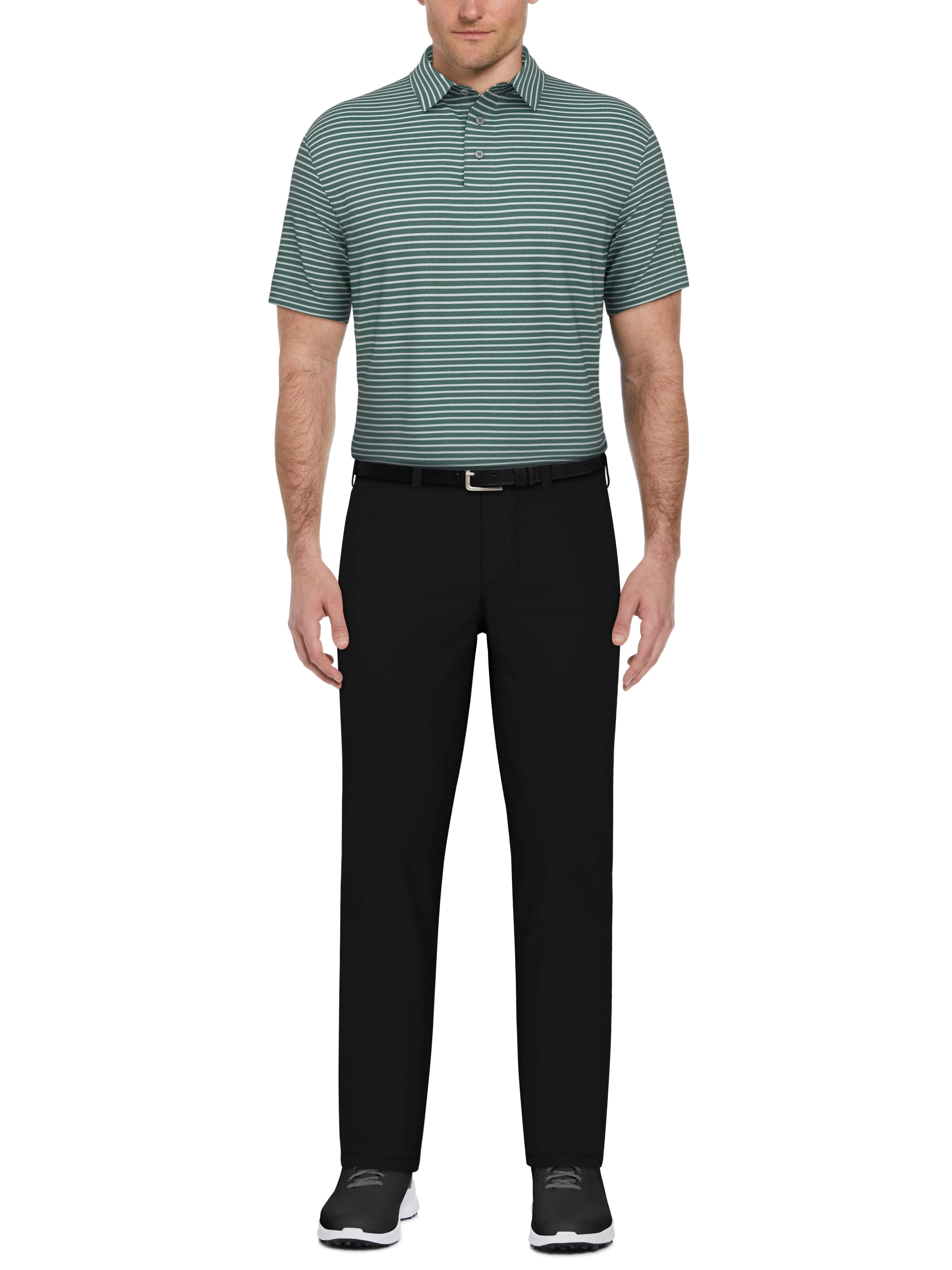 Men's Heather Feeder Stripe Golf Polo