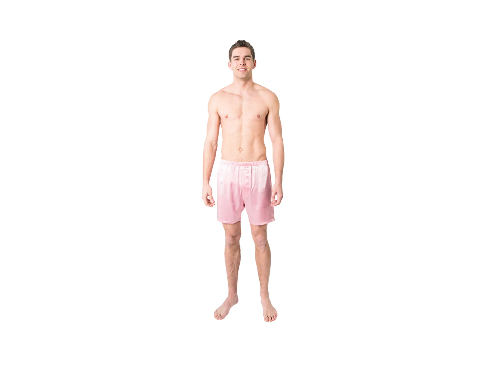 Men's Pink Mulberry Silk Boxer Short with button bly