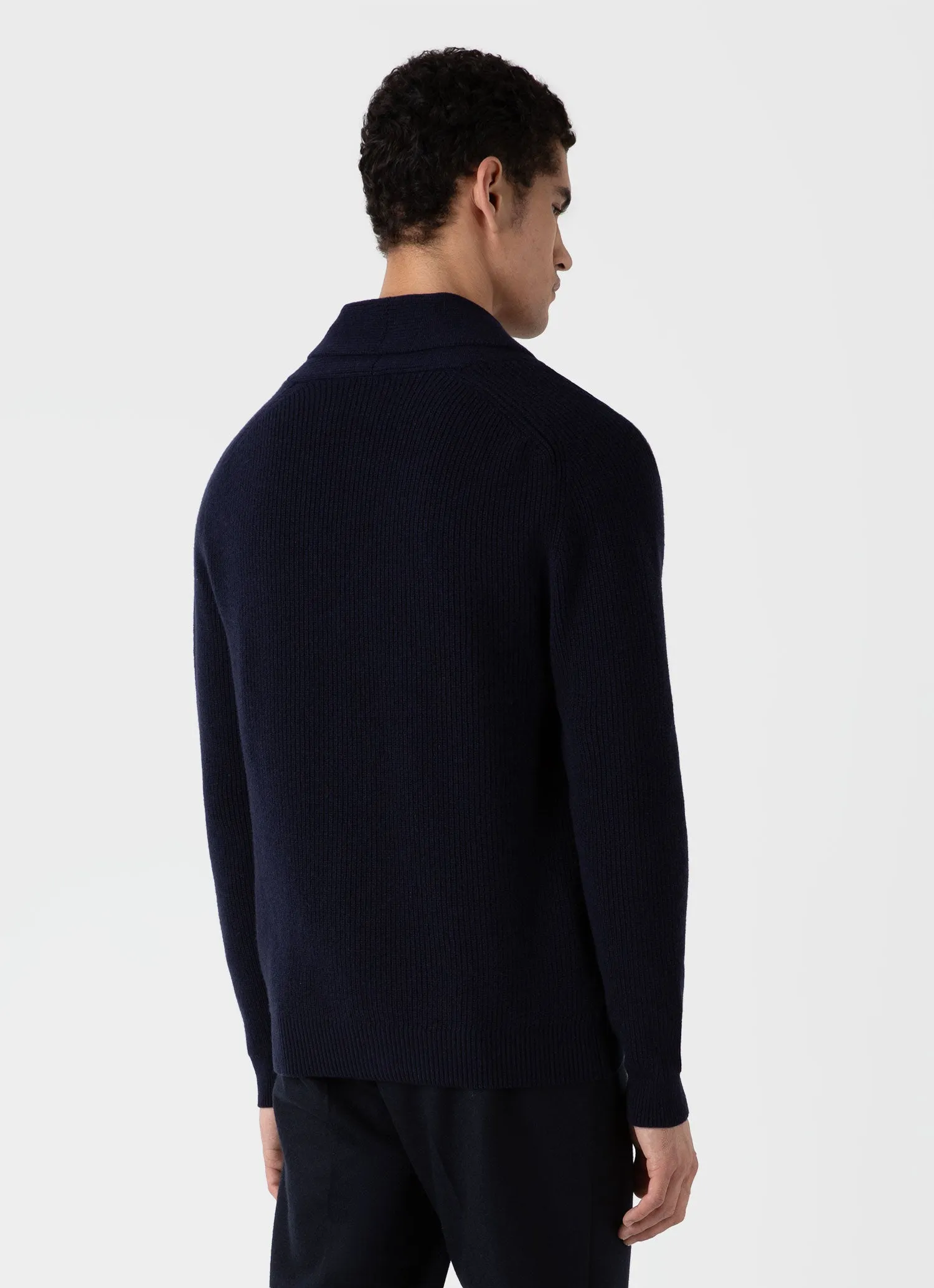 Men's Shawl Neck Cardigan in Navy