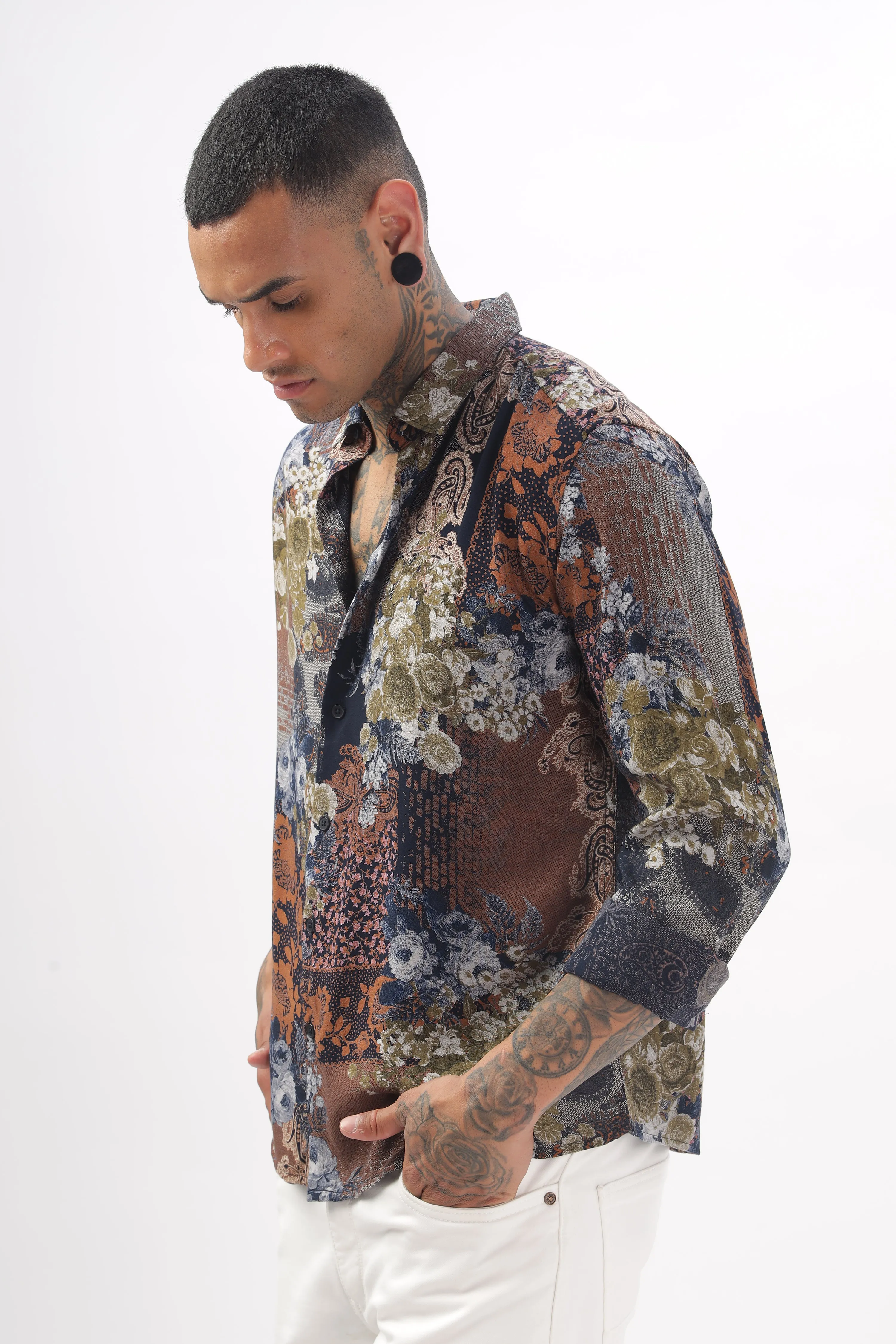 Midnight Floral Viscose Shirt