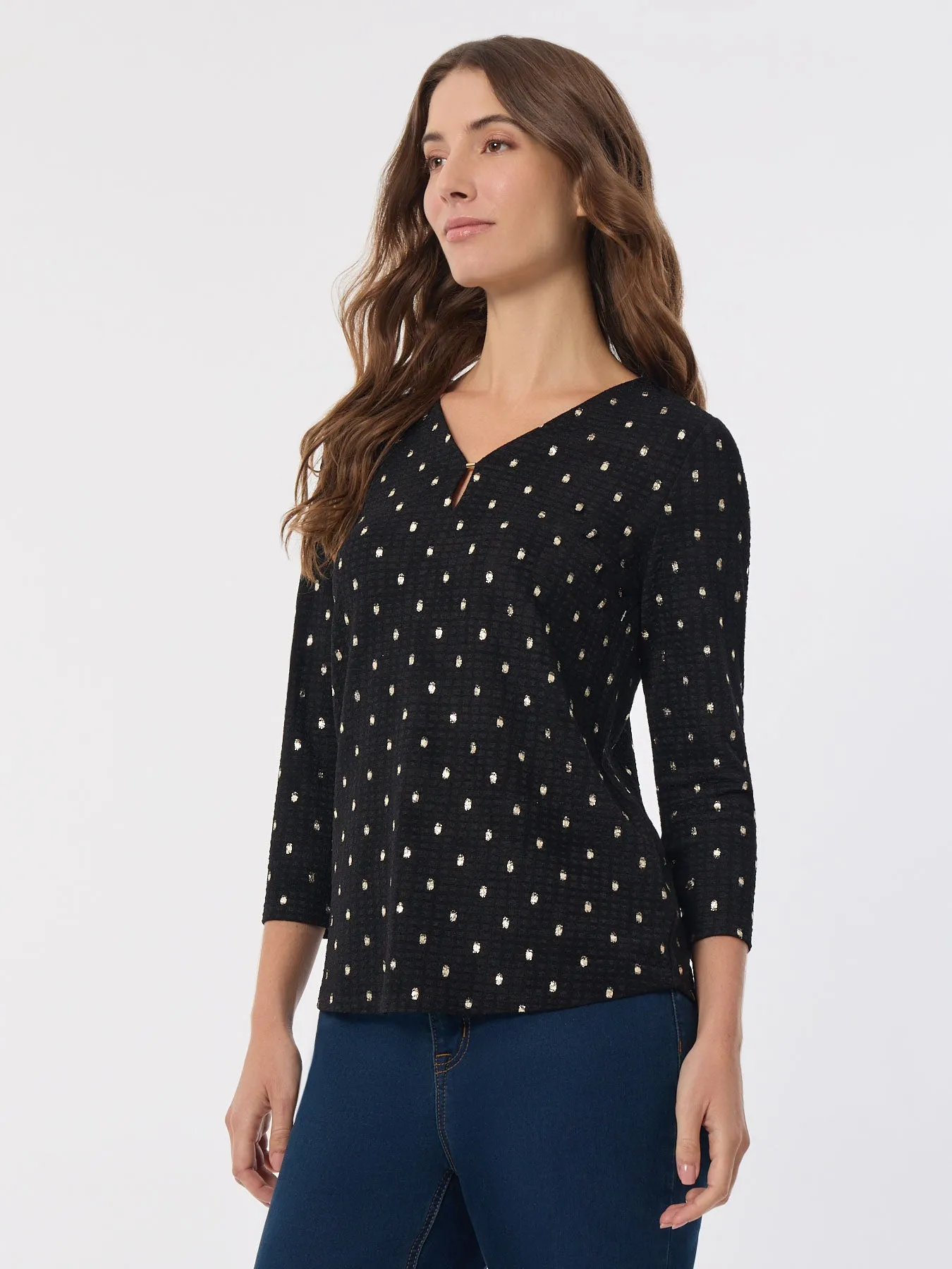 Plus Keyhole Neckline Sparkle Accent Top