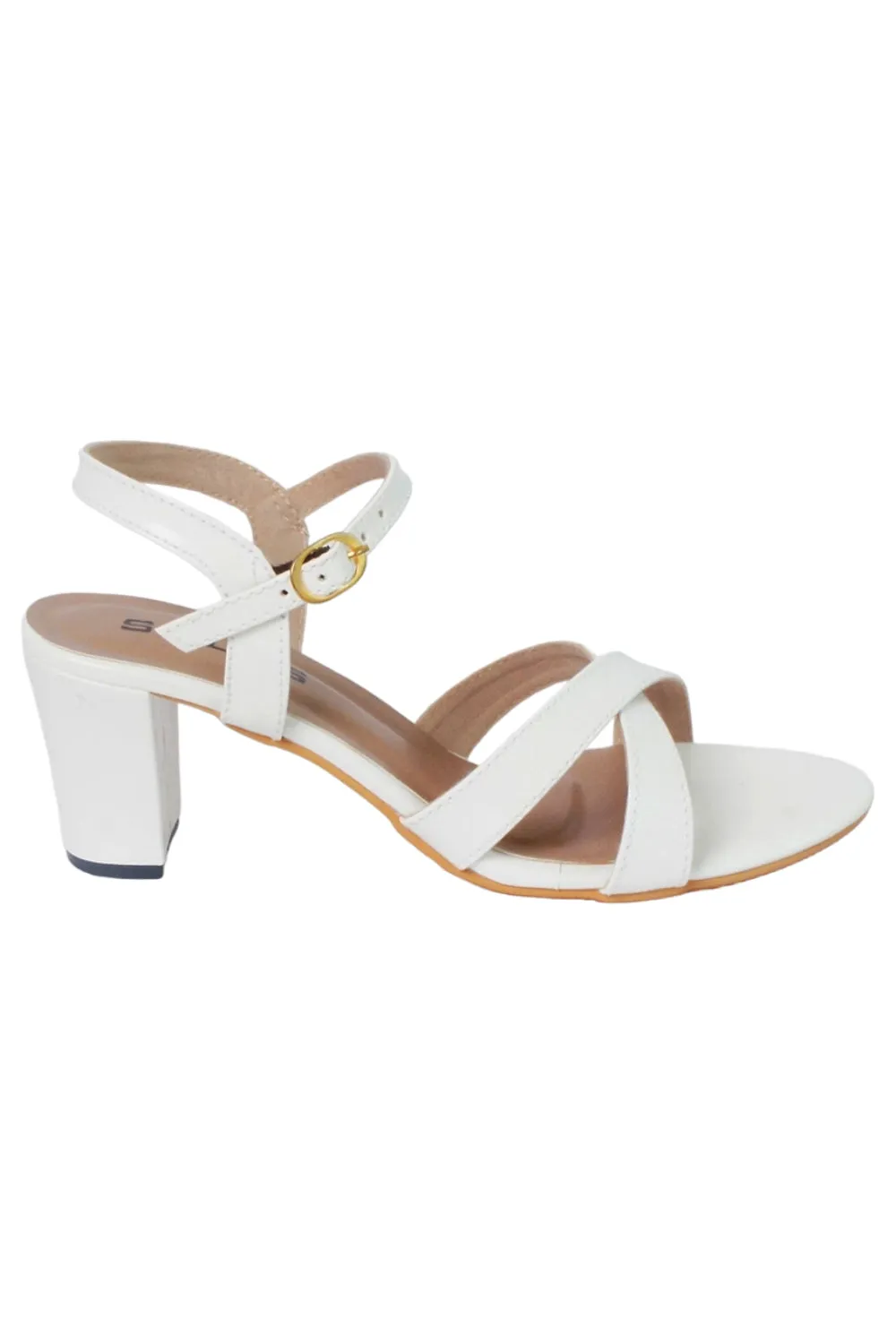 SOLES Women White Block Heels