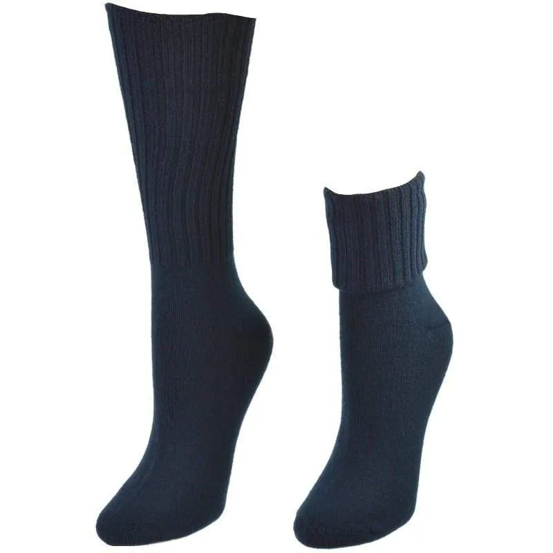 Solid Color Ribbed Crew Turn cuff Soft Acrylic Socks