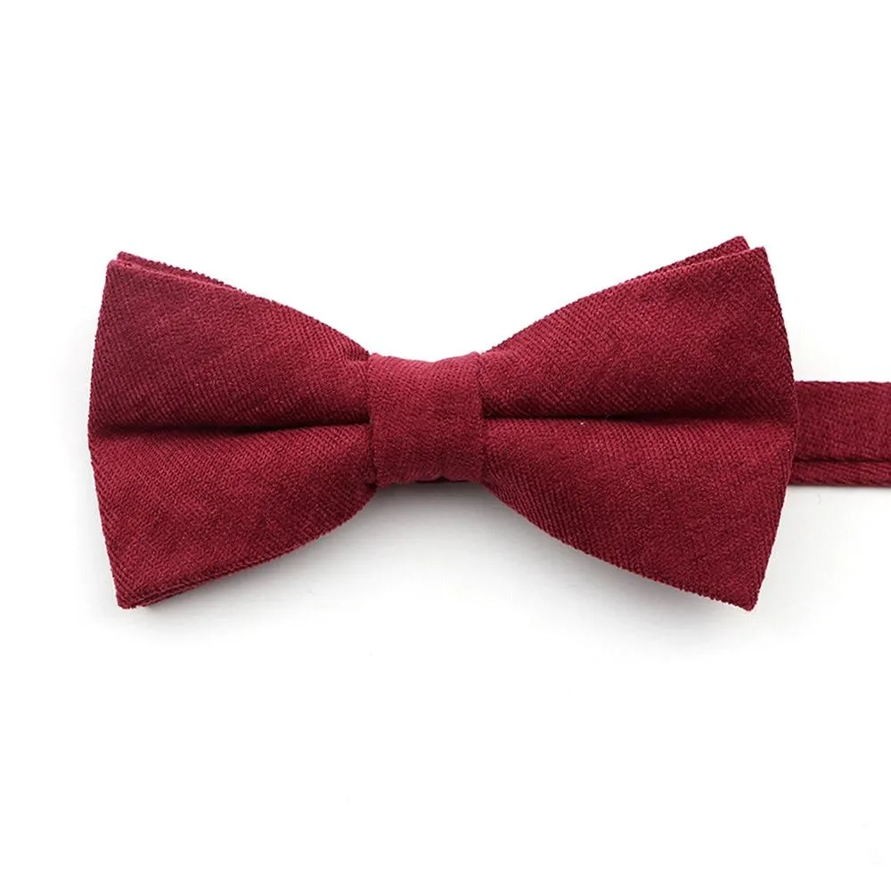 Solid Soft Cotton Bow Tie Pre-Tied