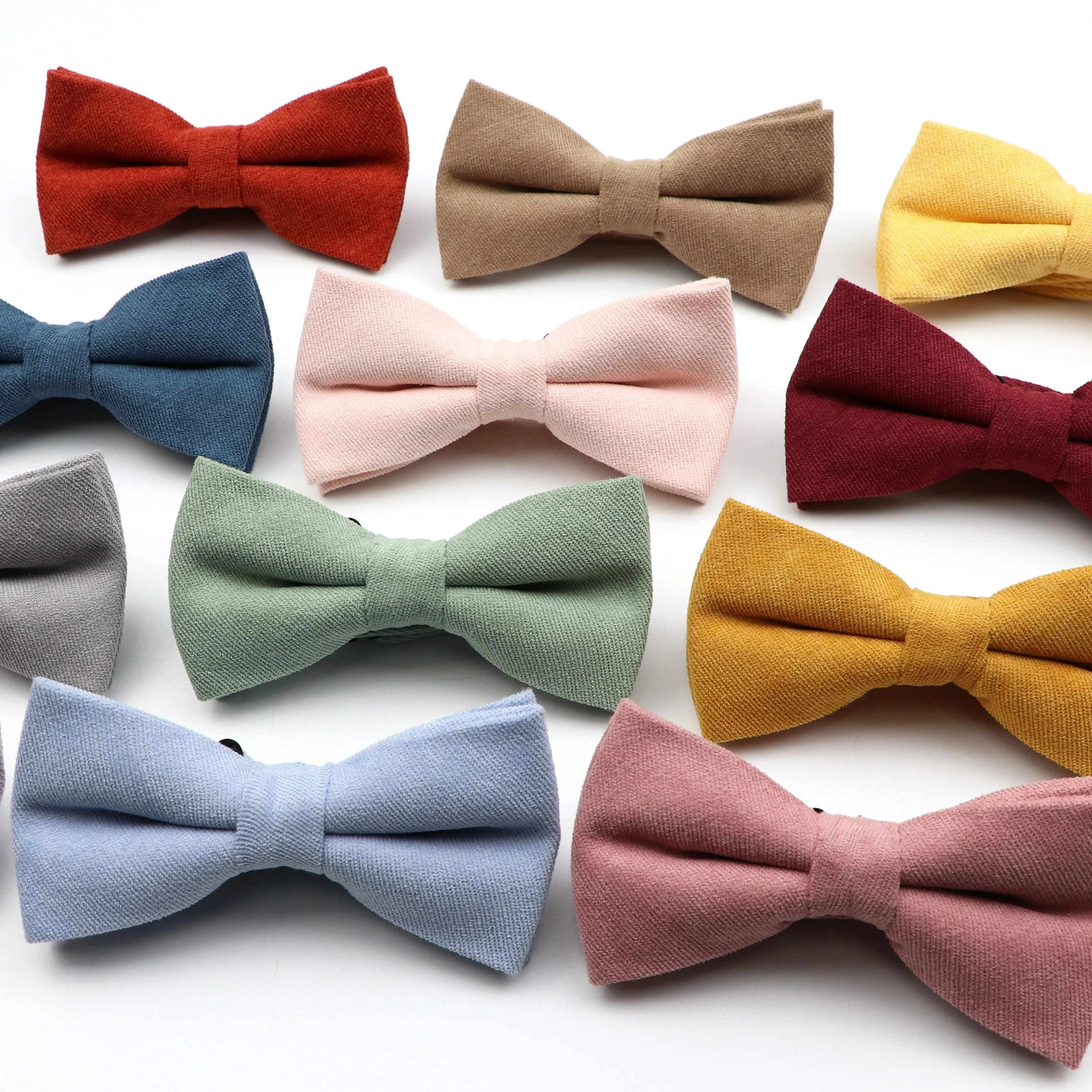 Solid Soft Cotton Bow Tie Pre-Tied