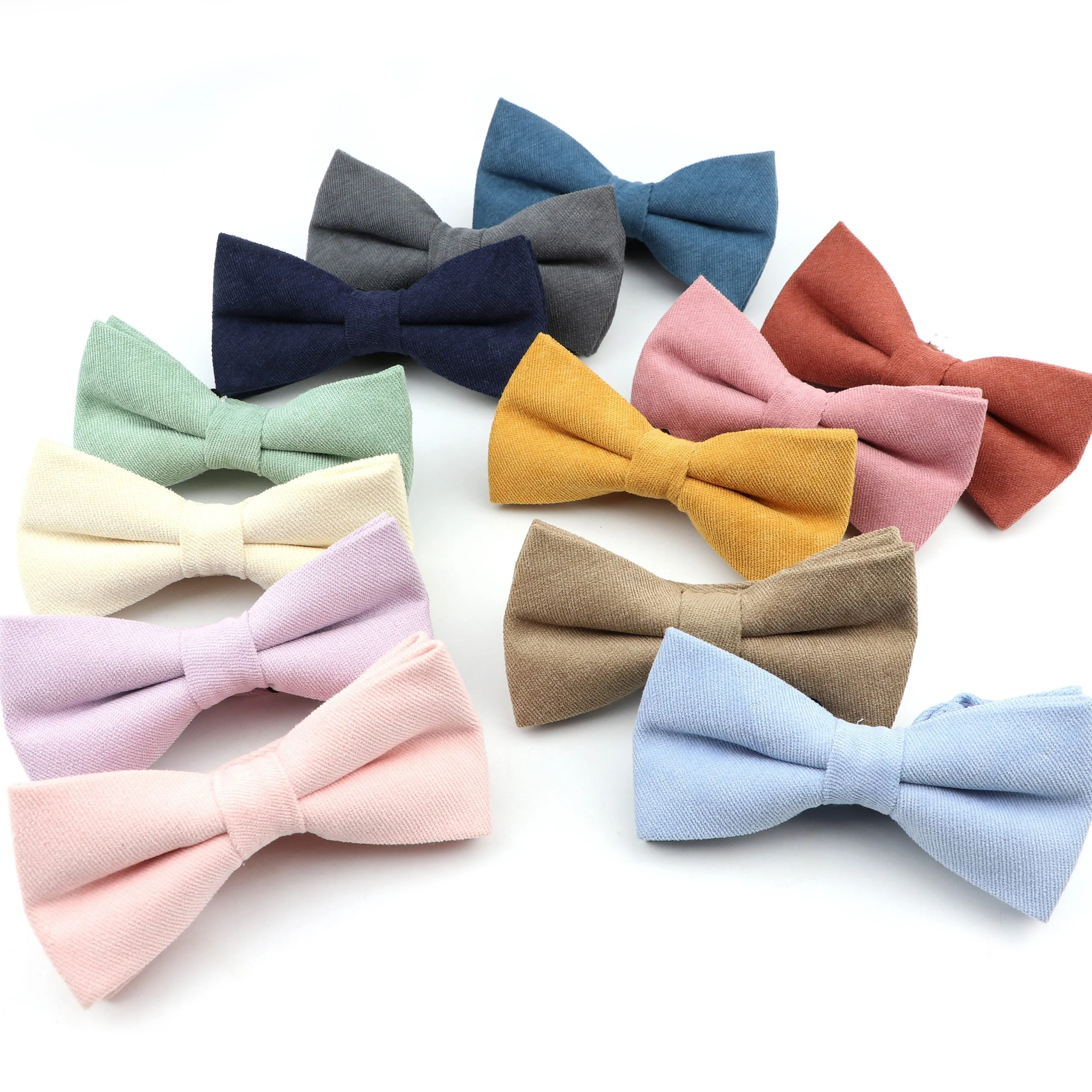 Solid Soft Cotton Bow Tie Pre-Tied