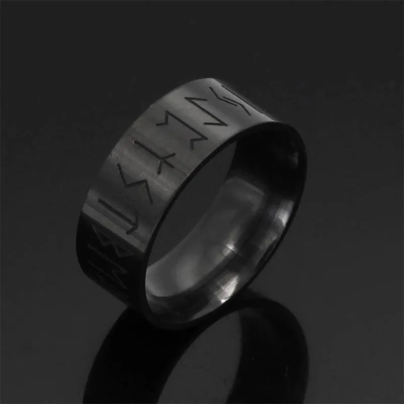 Stainless Steel Wide Rune Ring