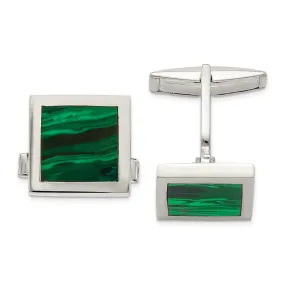 Sterling Silver Malachite Cuff Links