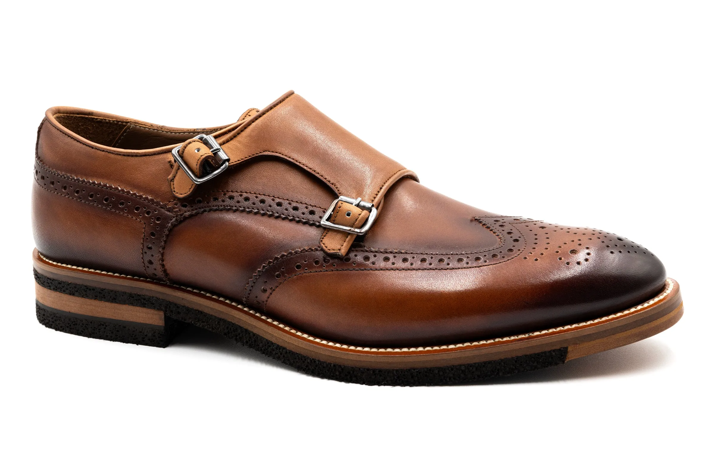 Tuscan Italian Calf Leather Double Monk - Whiskey