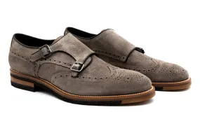 Tuscan Italian Calf Suede Double Monk - Stone