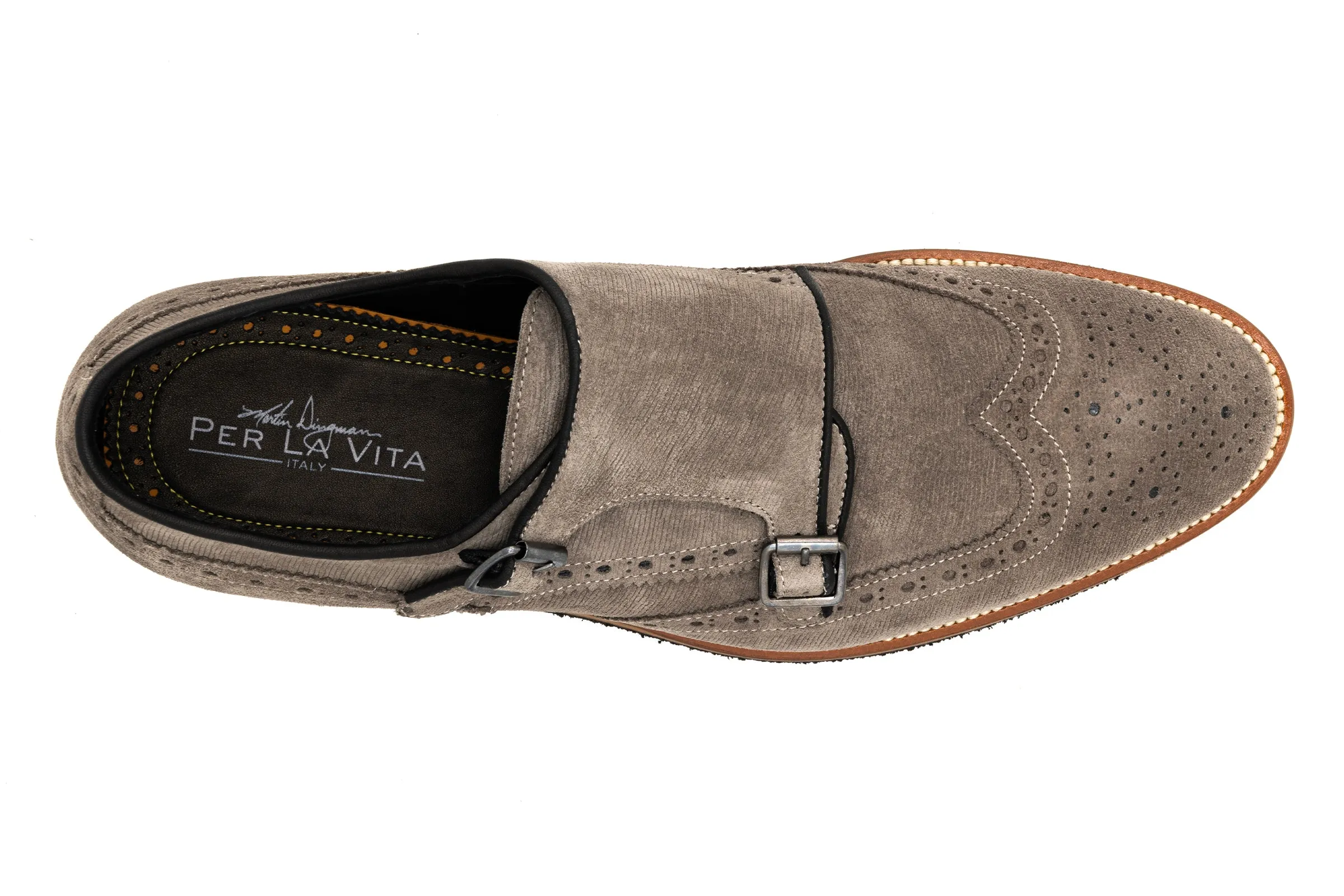 Tuscan Italian Calf Suede Double Monk - Stone