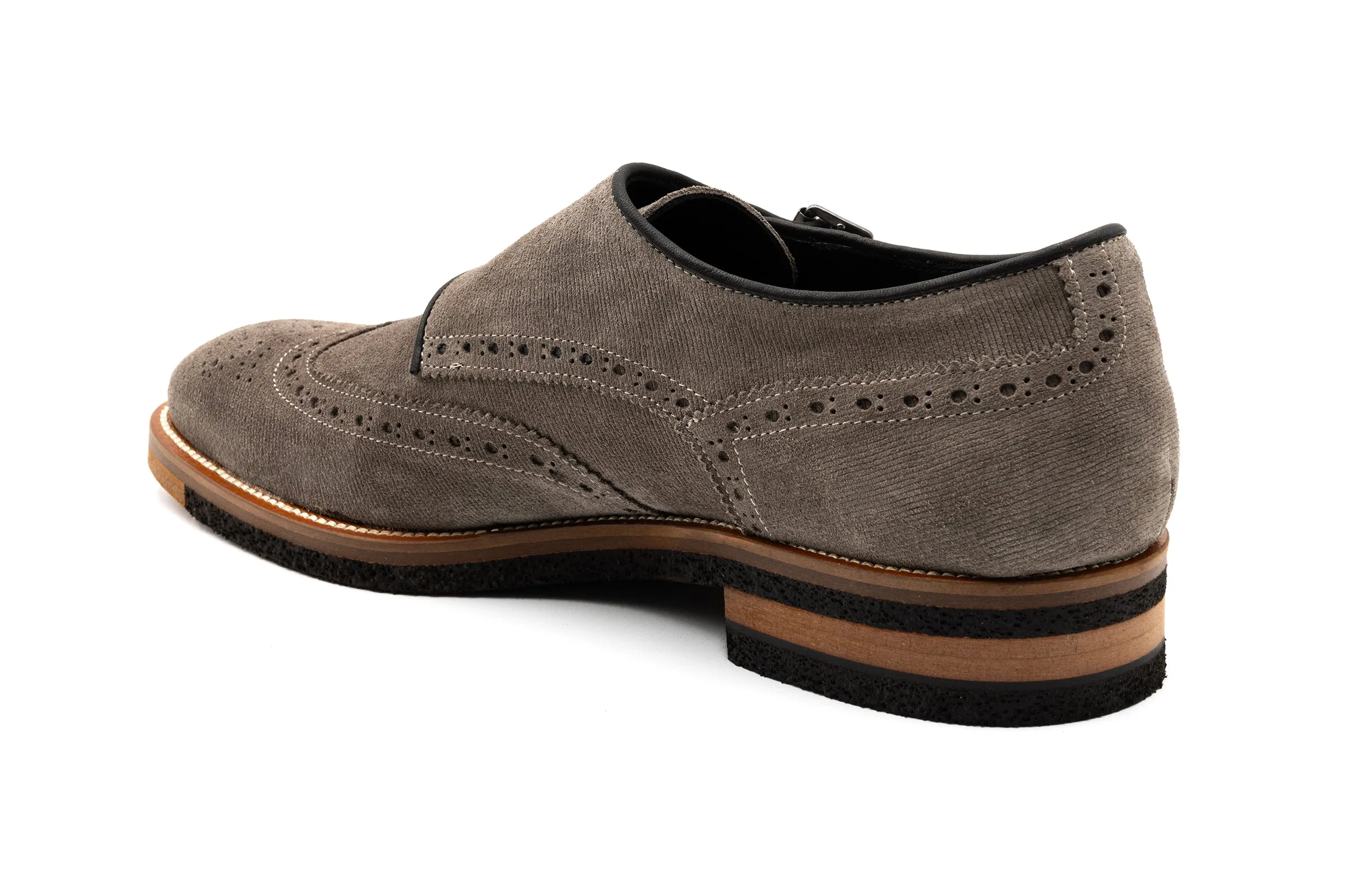 Tuscan Italian Calf Suede Double Monk - Stone