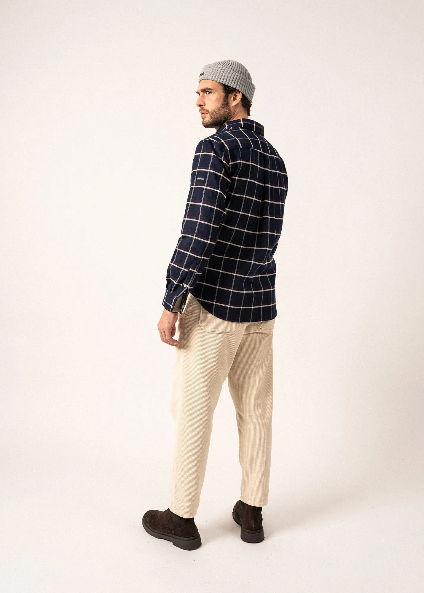 Vicente Checked Shirt - in cotton flannel (NAVY/PRUNE)