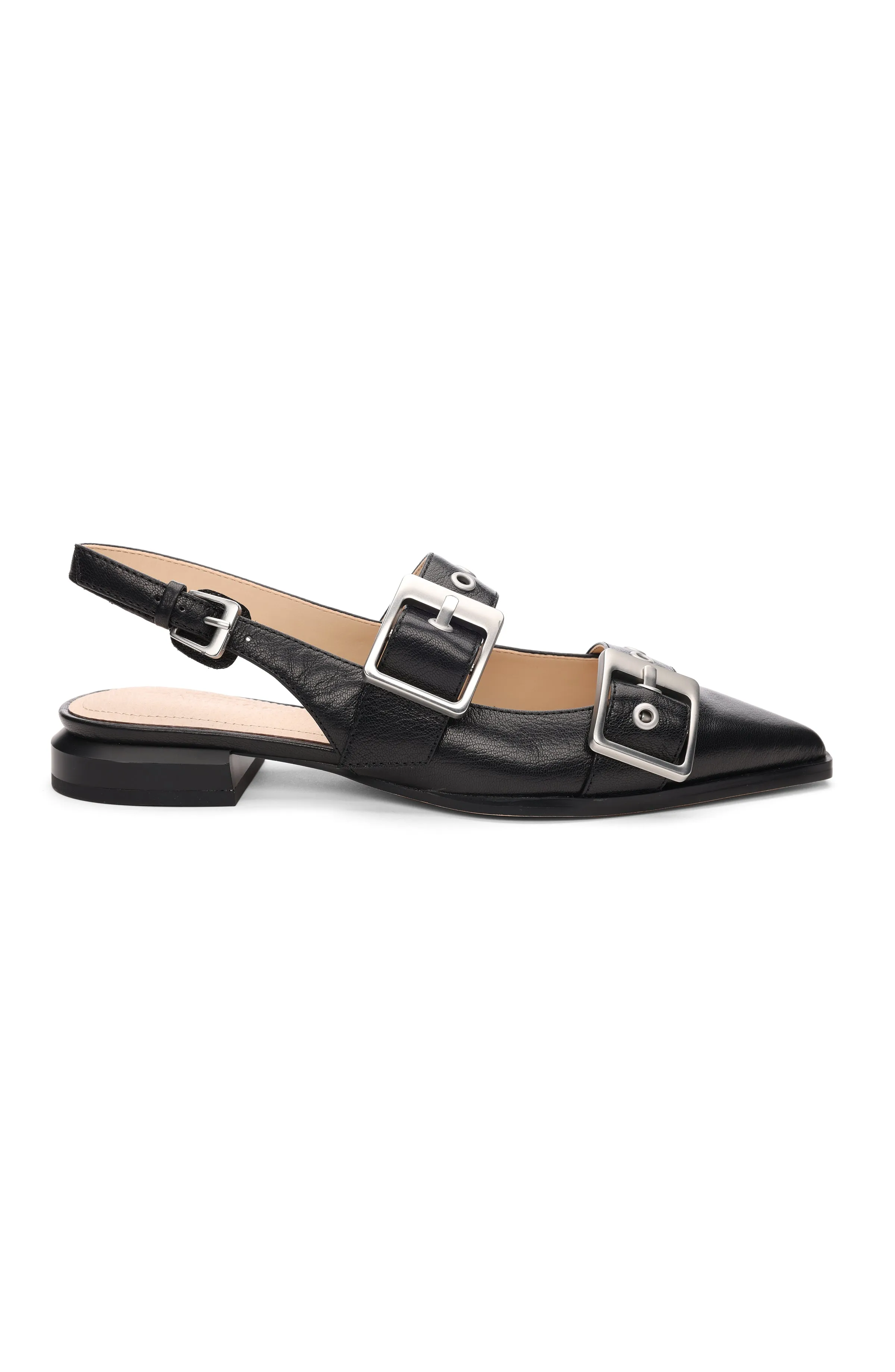 VILLA LEATHER SLINGBACK WITH DOUBLE BUCKLE